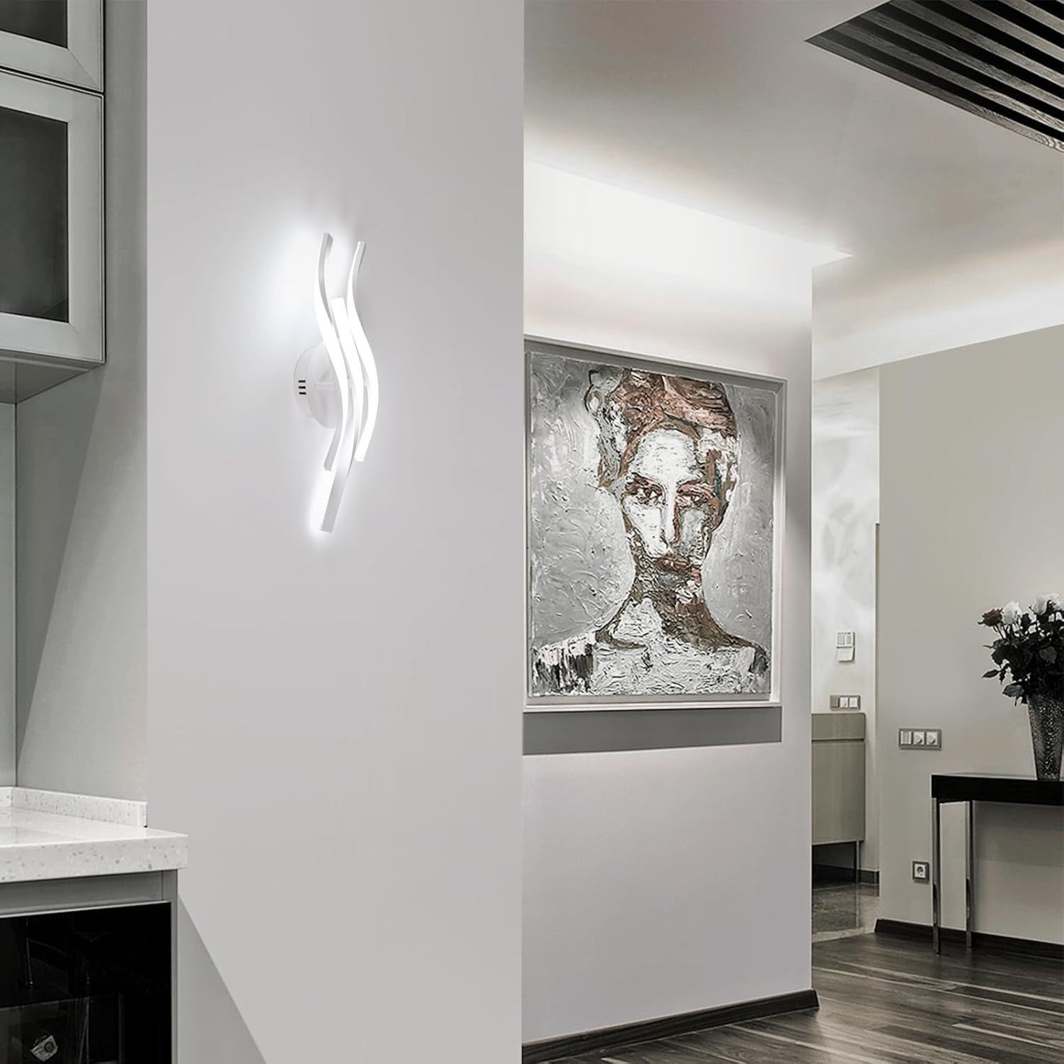 Riserva Deckenleuchten LED Deckenleuchte 24W Weiß Modern 3-line Design Aluminium, LED wechselbar – Bild 4 von 5