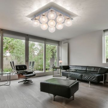 etc-shop LED Deckenleuchte, Leuchtmittel inklusive, Warmweiß, Deckenleuchte Glaskugeln 9 Flammig Wohnzimmer