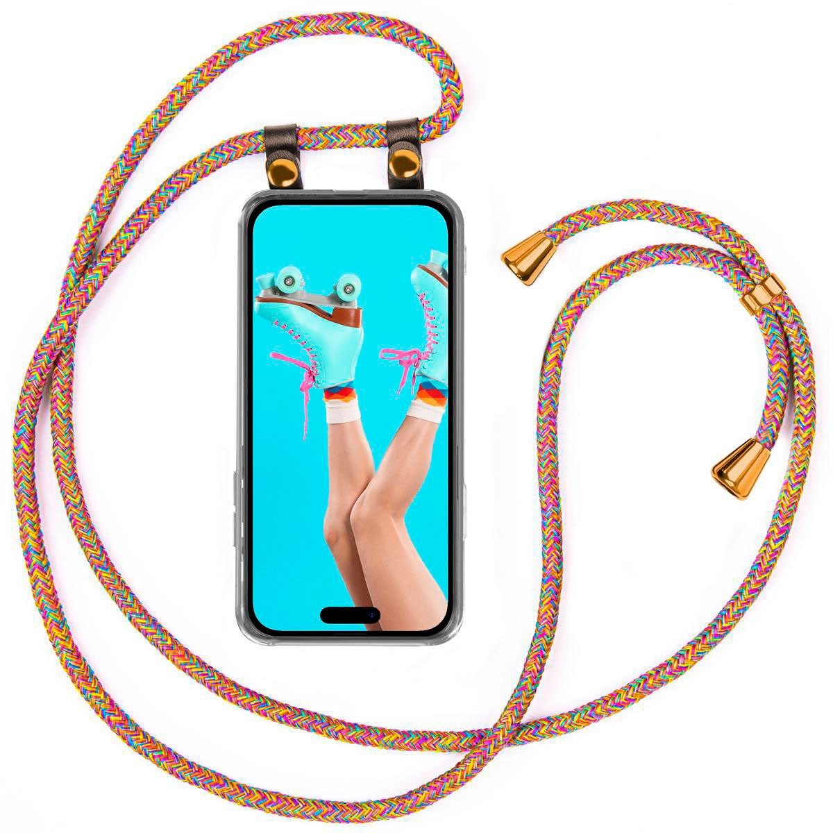moex Handyhülle moex® Free Spirit für Apple iPhone 15 Pro, Hülle mit Band, Kette abnehmbar Handyband Handyhülle zum Umhängen