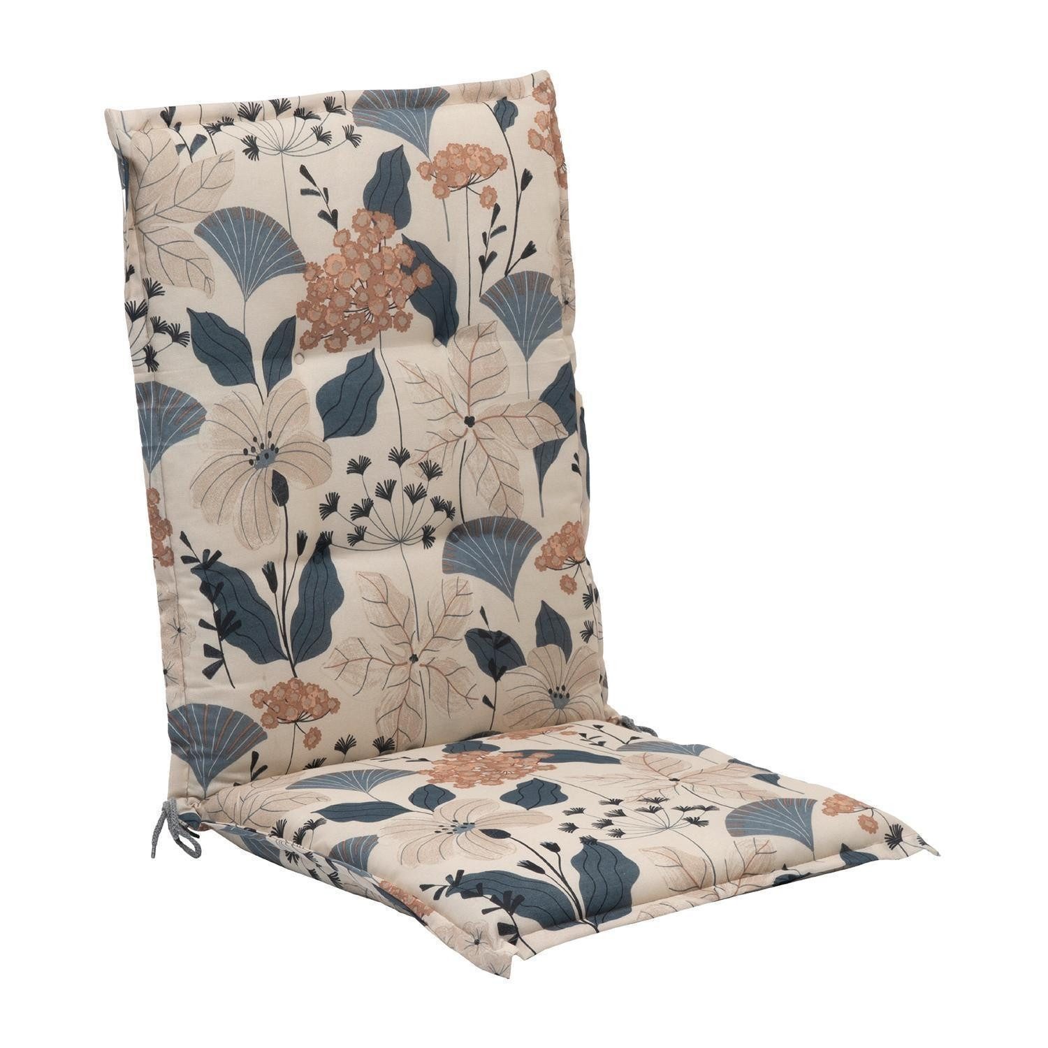GO-DE Hochlehnerauflage Stuhlauflage XIMULI, B 50 x L 108 cm, Creme, Blau, (1 St), für Mittellehner-Stühle