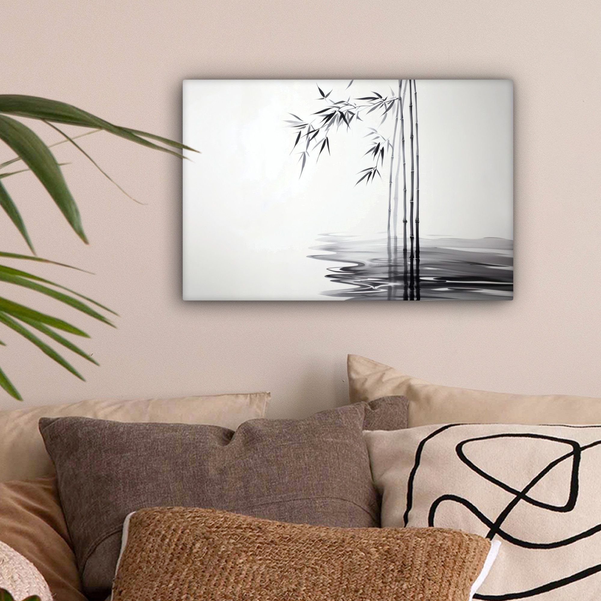 OneMillionCanvasses® Leinwandbild Bambusstämme - Wasser - günstig online kaufen