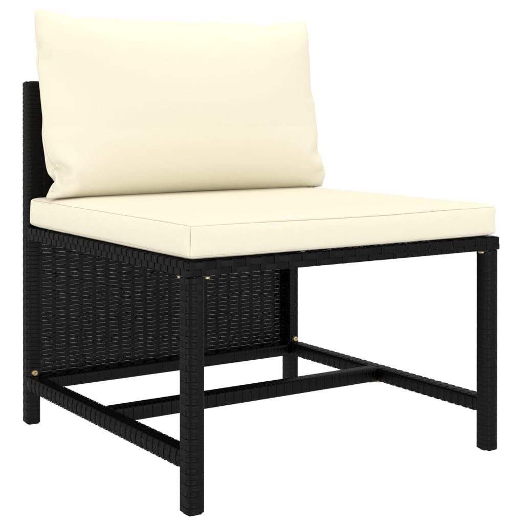 vidaXL Loungesofa 3-Sitzer-Gartensofa Auflagen mit Rattan, Poly Schwarz Teile 1