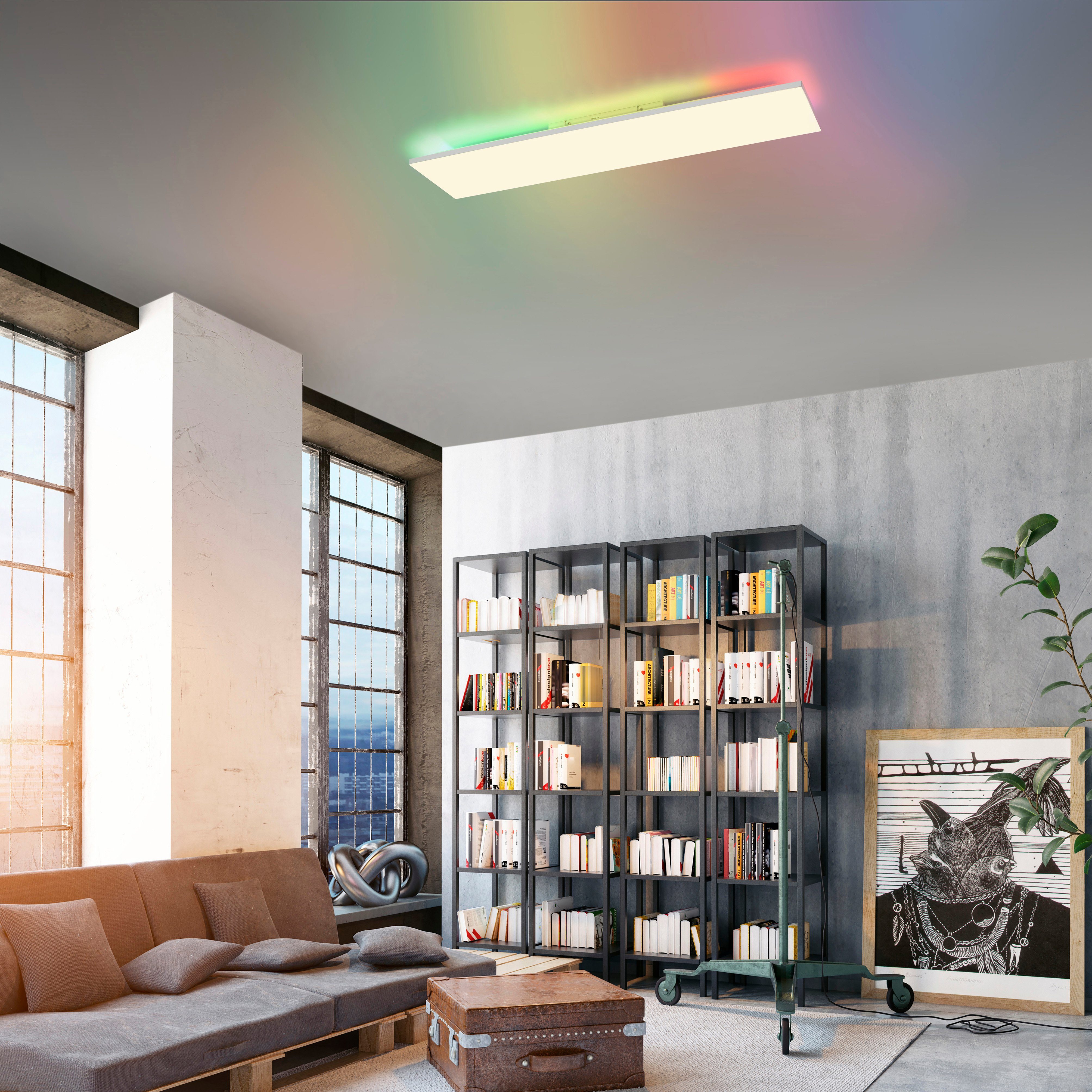 CCT Fernbedienung, Design CONRAD, schlichtem, warmweiß LED über - Fernbedienung, fest LED, Deckenpaneel - RGB-Rainbow, in Direkt dimmbar integriert, zeitlosem Deckenleuchte Leuchten kaltweiß, Rechteckiges über