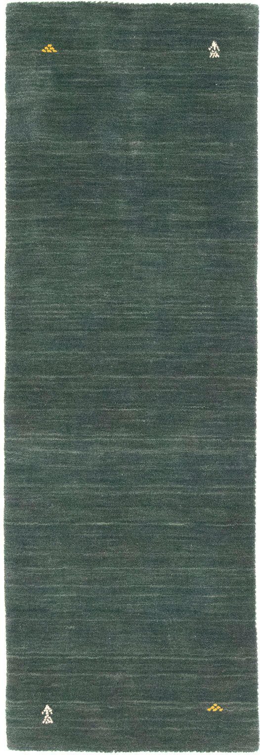 Wollteppich »Loribaft Teppich handgewebt grün«, morgenland, rechteckig, Höhe 14 mm, Kurzflor-HomeTrends