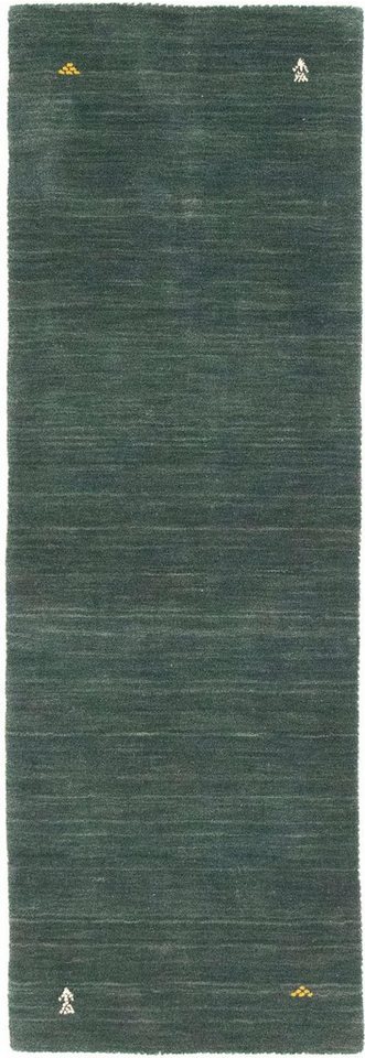 Wollteppich »Loribaft Teppich handgewebt grün«, morgenland, rechteckig, Höhe 14 mm, Kurzflor-HomeTrends