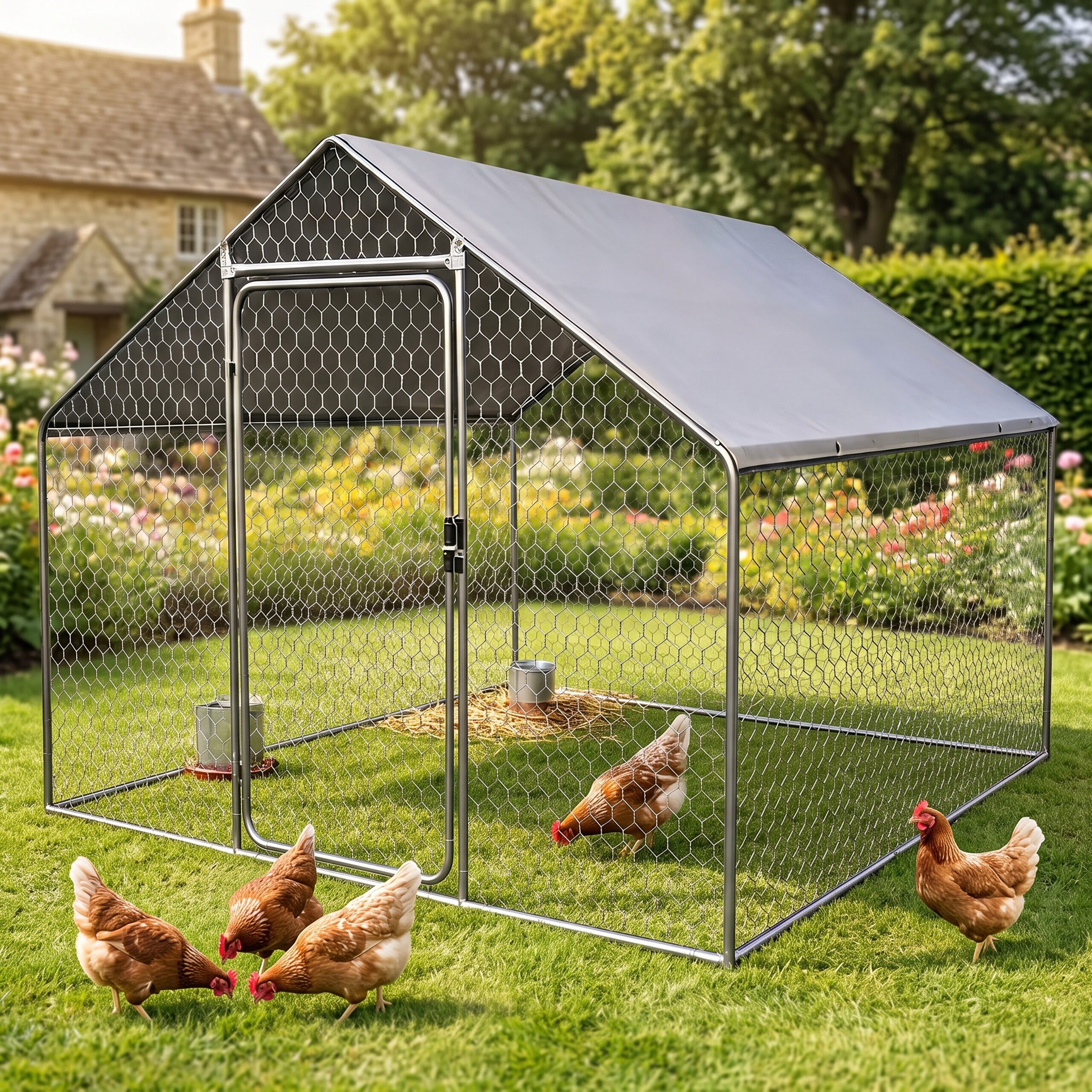 relaxdays Voliere Freilaufgehege mit Tür, 2 x 3 x 2 m
