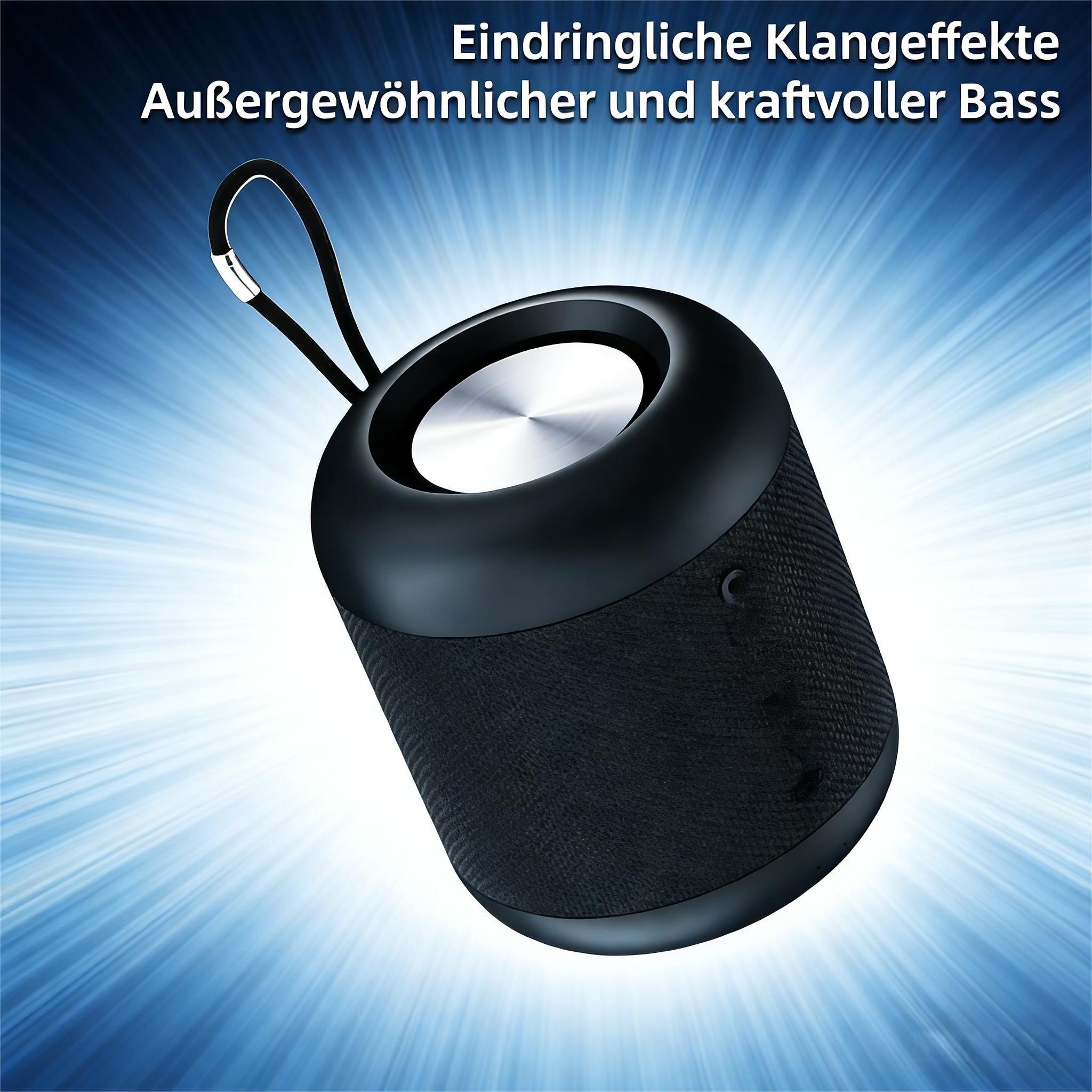 Toomoke Kompakter Tragbarer Bluetooth Lautsprecher mit 28h Akkulaufzeit Bluetooth-Lautsprecher (TWS Stereo Funktion, USB-C Schnellladung, AUX-Eingang, für Outdoor)
