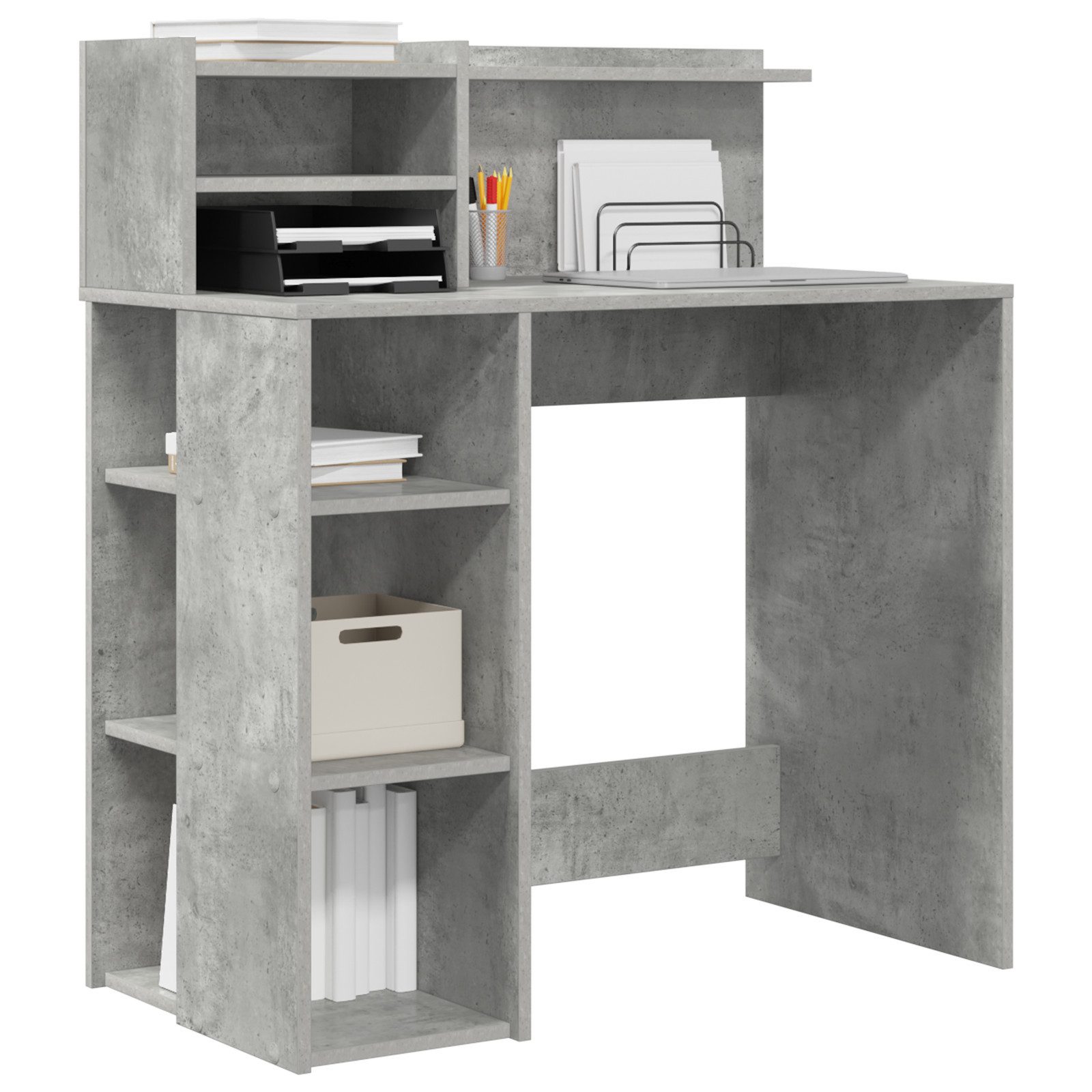 vidaXL Schreibtisch Schreibtisch mit Stauraum Beton günstig online kaufen