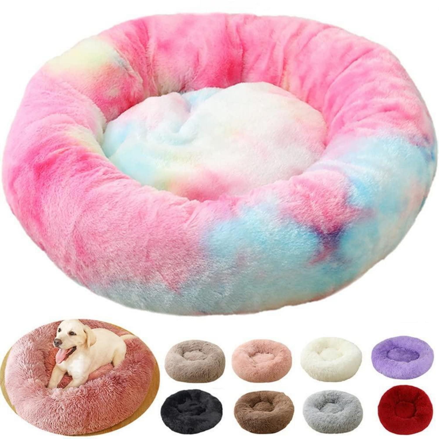 LuxusKollektion Hundekorb Katzen- & Hundebett Donut Flauschig Rosa 50cm