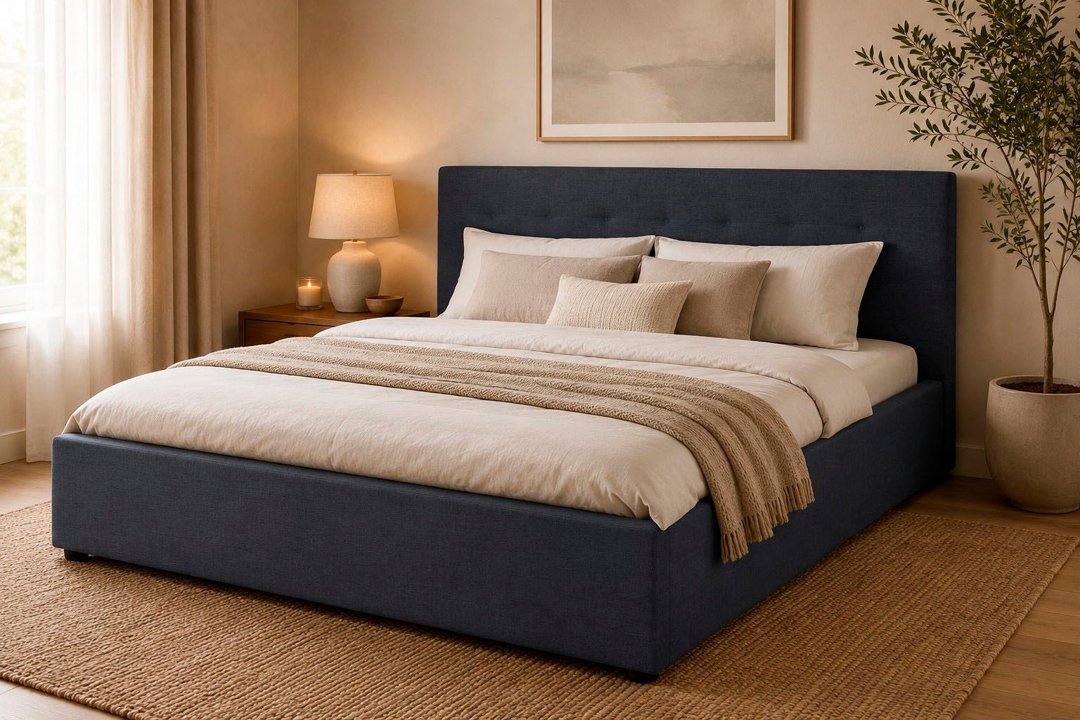 OTTO home Polsterbett Hamar, Knopfsteppung im Kopfteil, bis 250 KG belastbar (3 Breiten: 100cm/ 140cm/ 180cm), in verschiedenen Größen und Stoffen und Farben