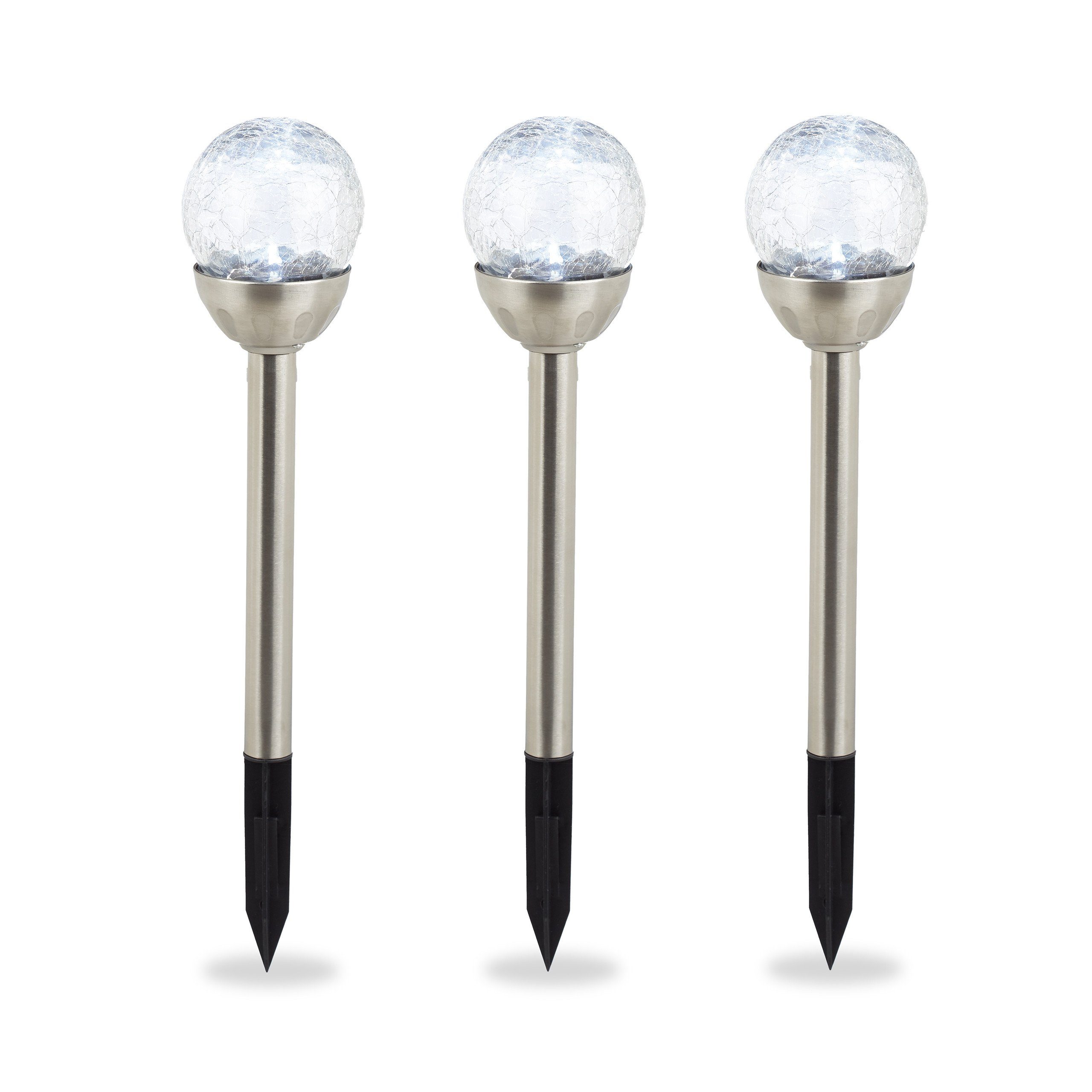 relaxdays Gartenleuchte 3er Set Kugel Solarlampen günstig online kaufen