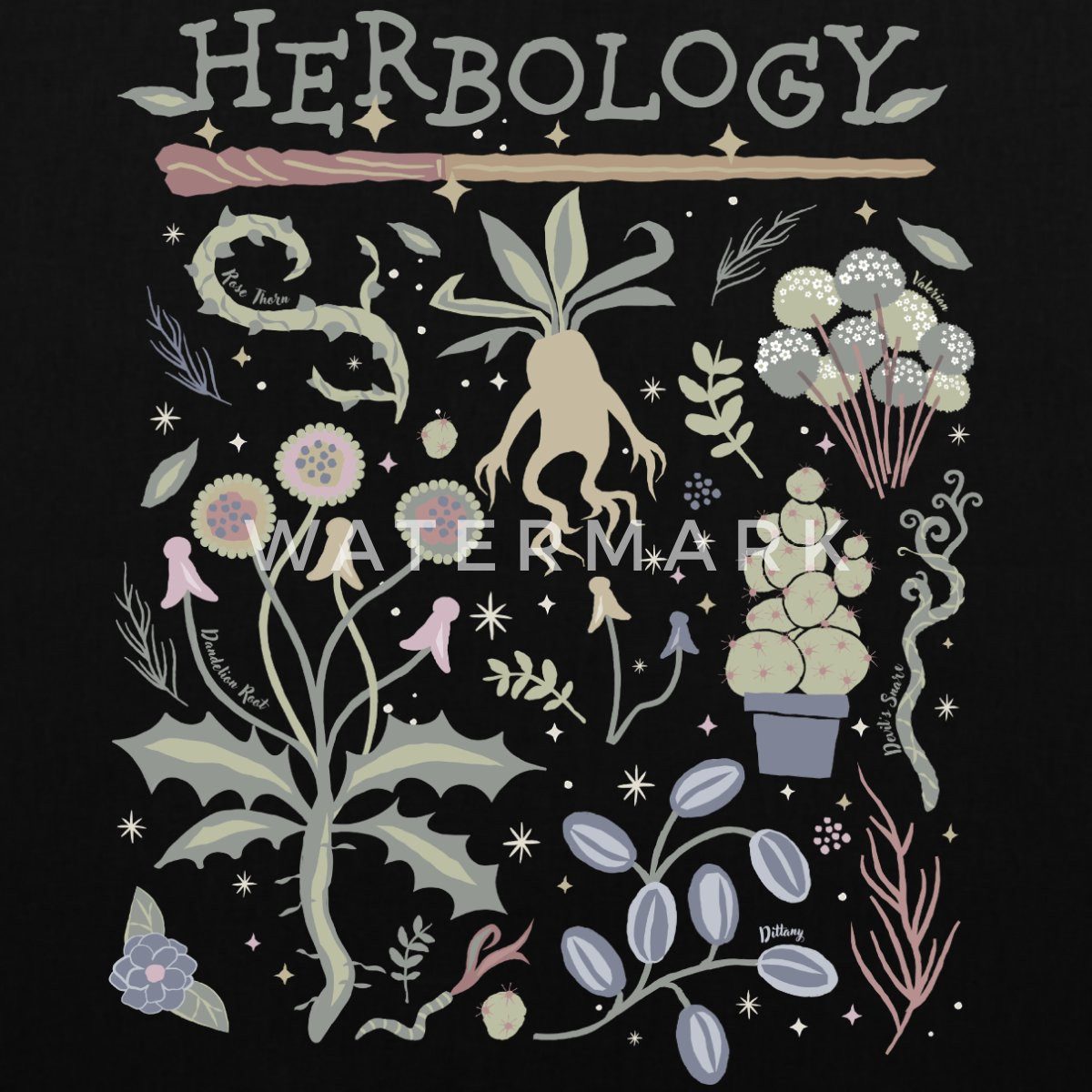 Spreadshirt Henkeltasche Harry Potter Herbology Botanische Kräuter Stoffbeutel (1-tlg)