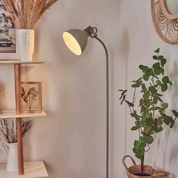 hofstein Stehlampe moderne Stehlampe aus Metall/Holz in Grün/Naturfarben, ohne Leuchtmittel, mit verstellbarem Schirm (20cm) und Fußschalter, 1x E27
