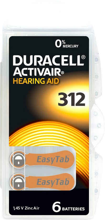 Duracell 6er Pack ActivAir Hörgeräte Batterien 312 Batterie, PR41 (6 St)