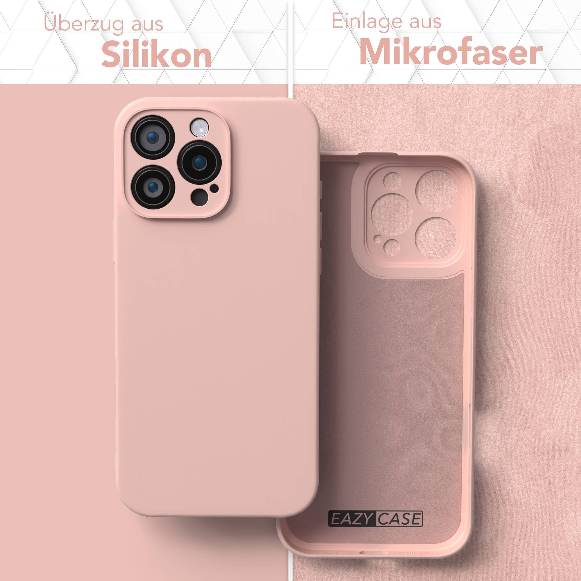EAZY CASE Handyhülle für Apple iPhone 16 Pro Max Hülle Silikon 6,9 Zoll, Hülle mit Kameraschutz Bumper Case Silikonschutzhülle Rosa / Altrosa