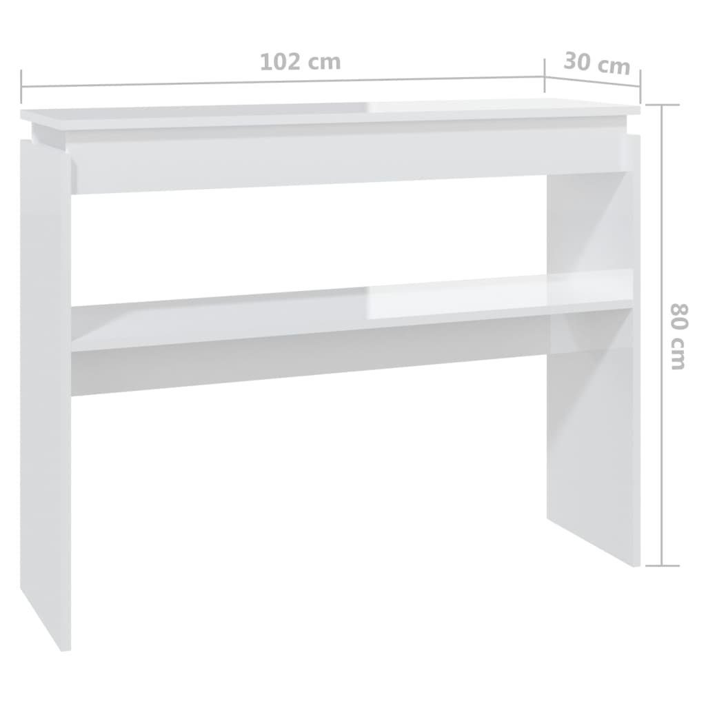 Beistelltisch Holzwerkstoff Konsolentisch furnicato 102x30x80 Hochglanz-Weiß (1-St) cm