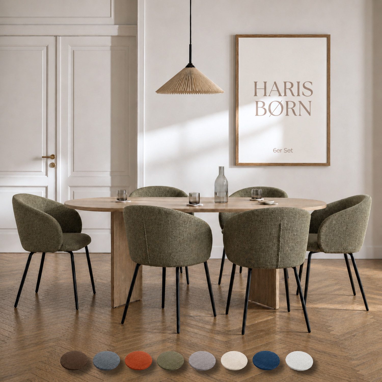 Haris Børn Esszimmerstuhl mit Armlehnen - Hochwertige Polsterstühle für Esszimmer (Set, 6 St), Premium Esszimmer Stühle & Wohnzimmer Stühle