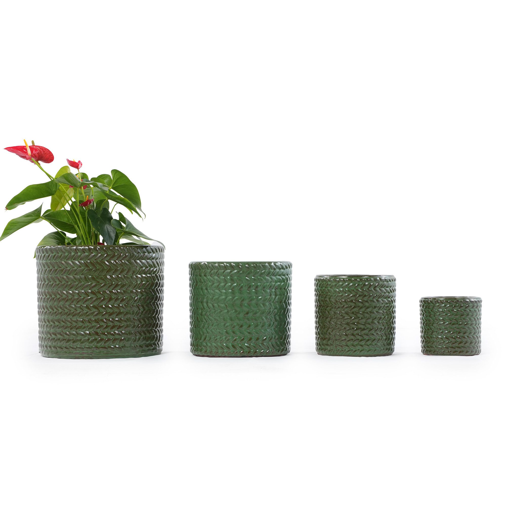 Rolipo Blumentopf Pflanztopf Keramik 37cm groß frostsicher mit Ablaufloch