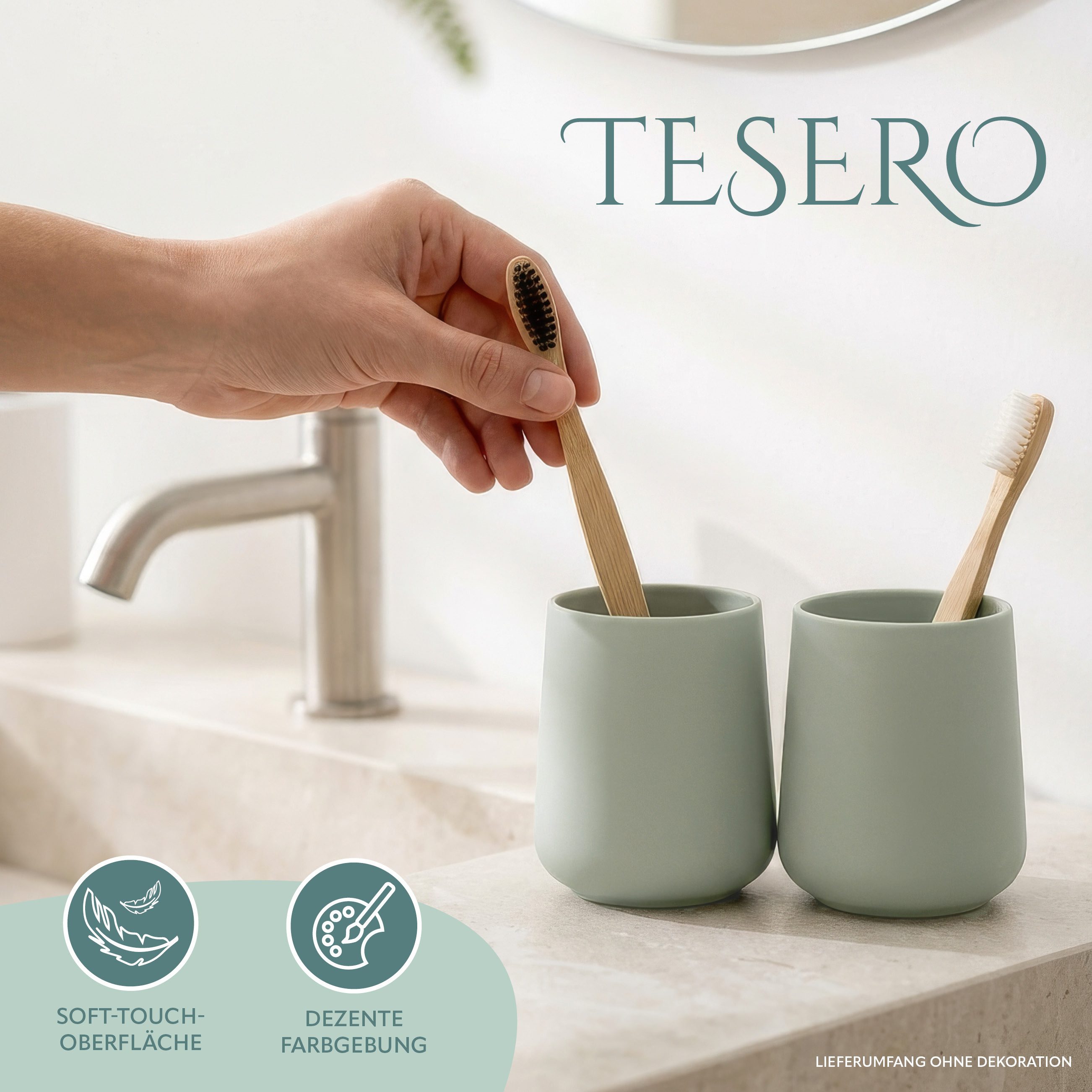 eluno Zahnputzbecher TESERO 2tlg. Soft-Touch, (2-St)