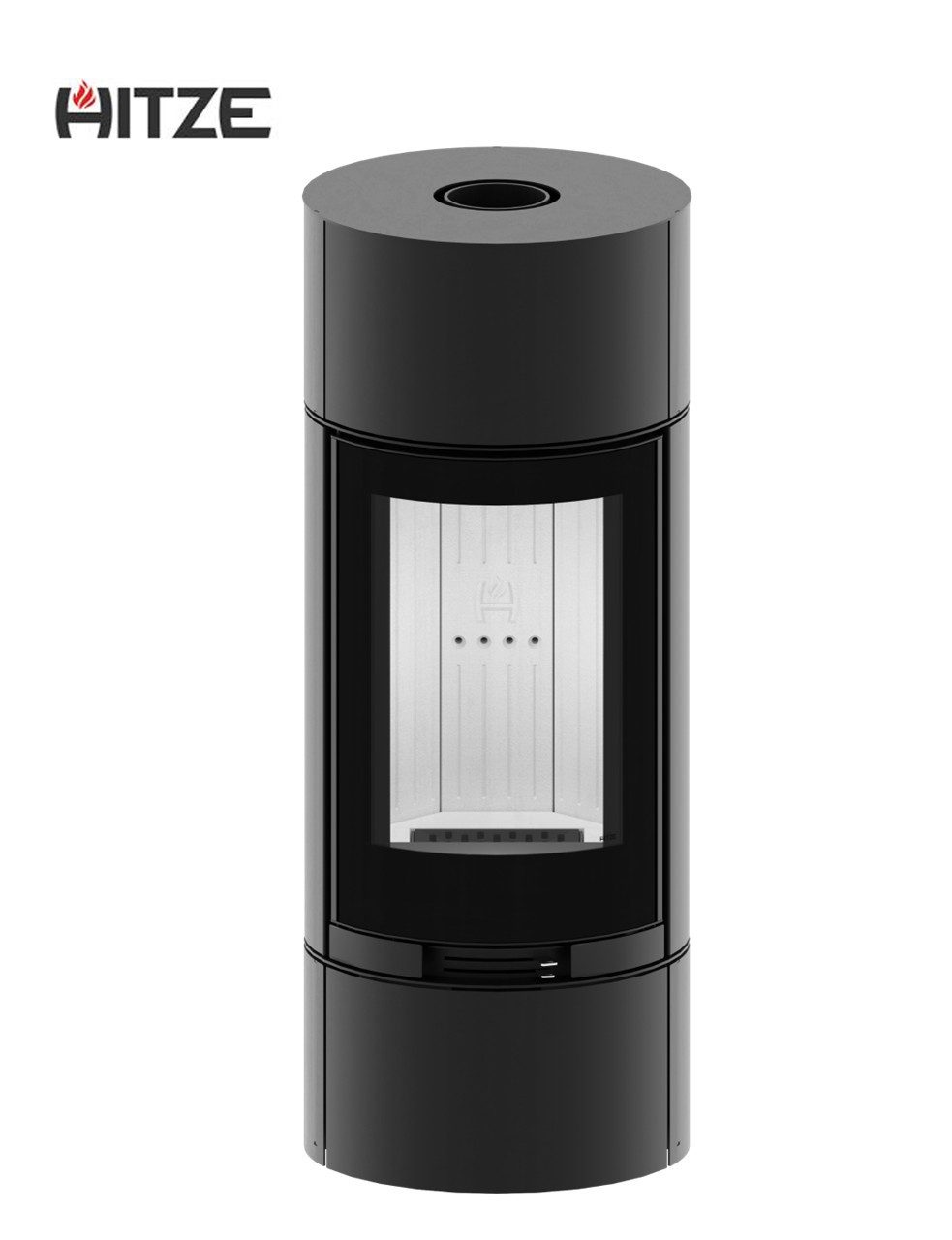 Hitze Kaminofen Hitze Charuto - Freistehender runder Kamin mit gebogenem Dekorglas, 8,5 kW