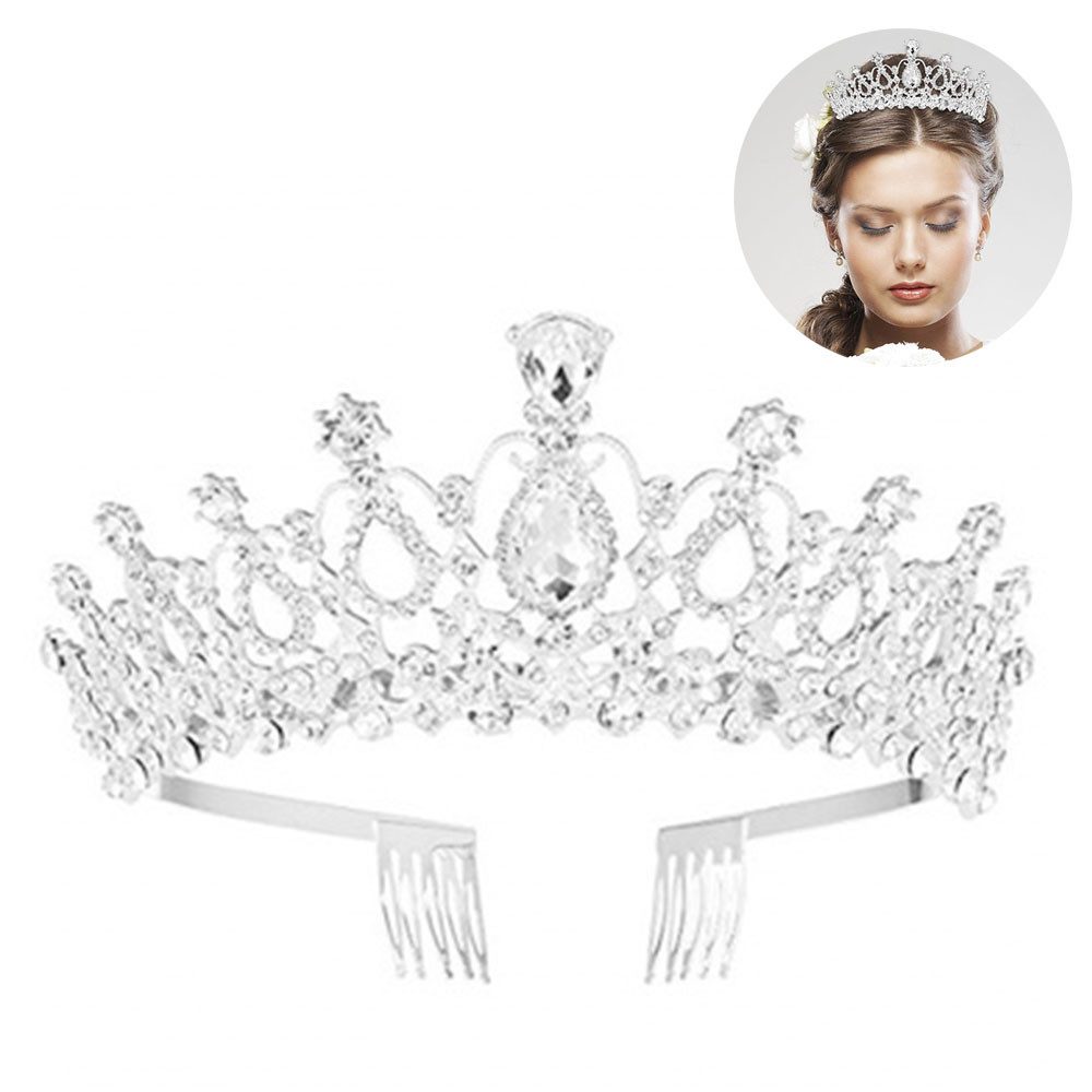 Lubgitsr Stirnband Krone Damen Tiara mit Inlay Kristall Braut Hochzeit Diadem( Silber 1) (1-St)