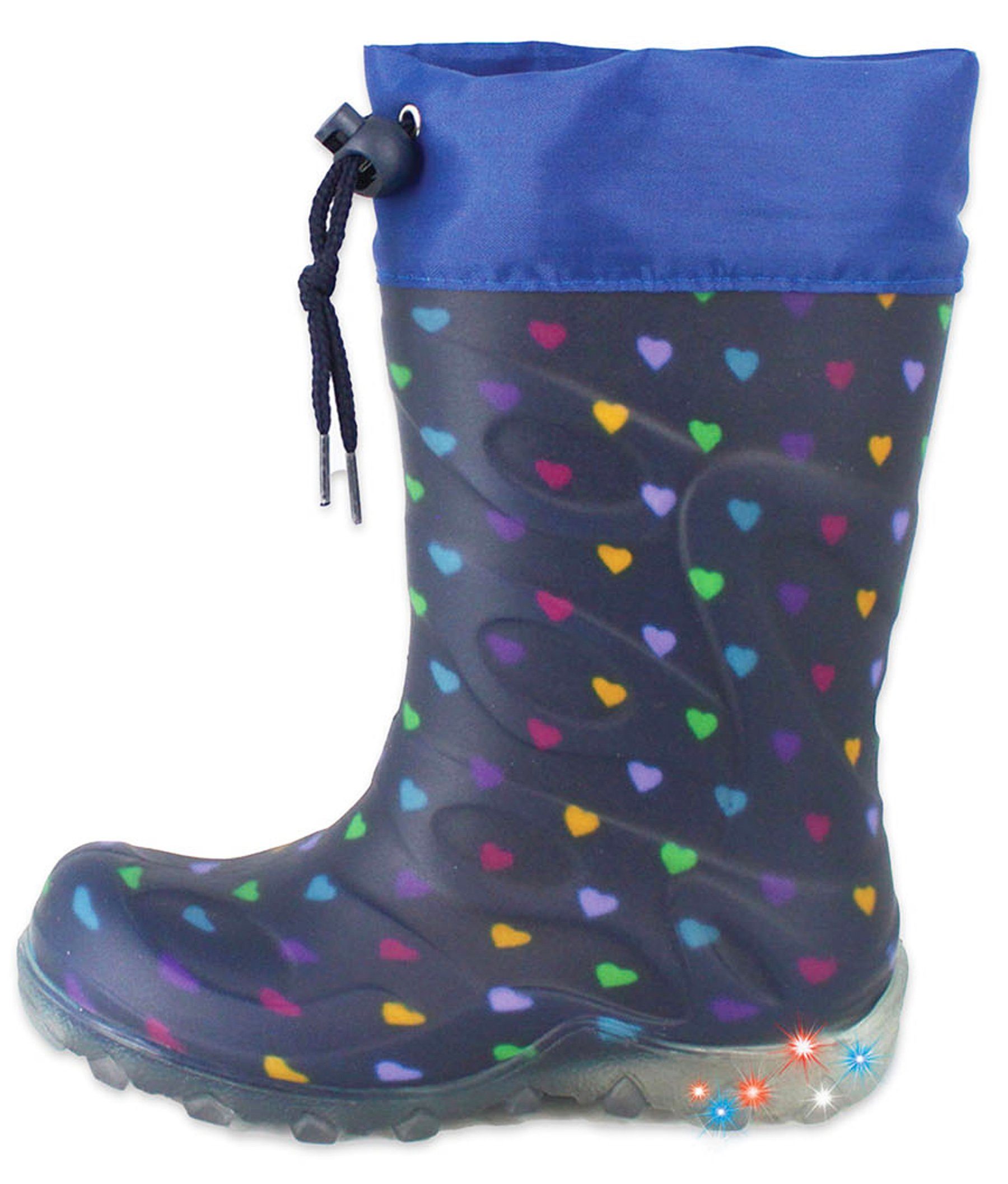 Beck Regenstiefel Blinking Hearts mit Warmfutter, Blinksohlen, Gummistiefel (für Mädchen, kuscheliges Warmfutter, für warme Füße bei Nässe und Kälte) wasserdicht, Blinksohlen für Sicherheit im Dunkeln