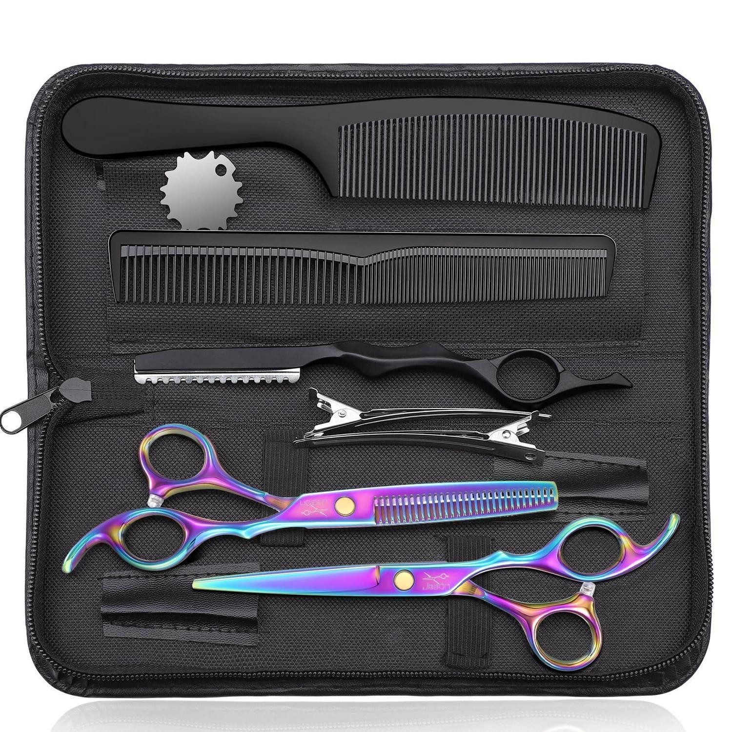 LuxusKollektion Scheren-Set Haarschere Effilierschere Set 6.5" Farbig