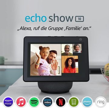 Amazon Echo Show 10 - Smart Display Alexa Gerät mit Bewegungsfunktion Sprachgesteuerter Lautsprecher (Sprachassistent, Videoanruf, Streaming, WLAN, Bluetooth)