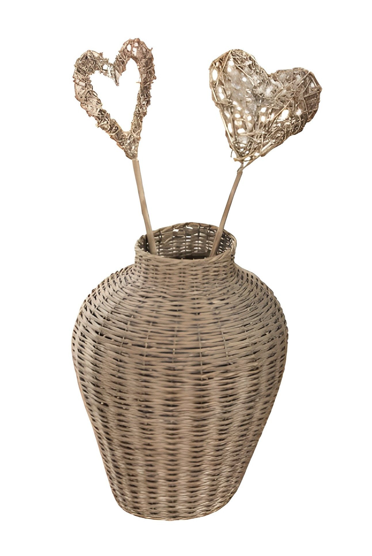 Dekovase Korbvase "Landhaus" aus Weide, grau, Vase für Trockenblumen Ø 28x33 cm