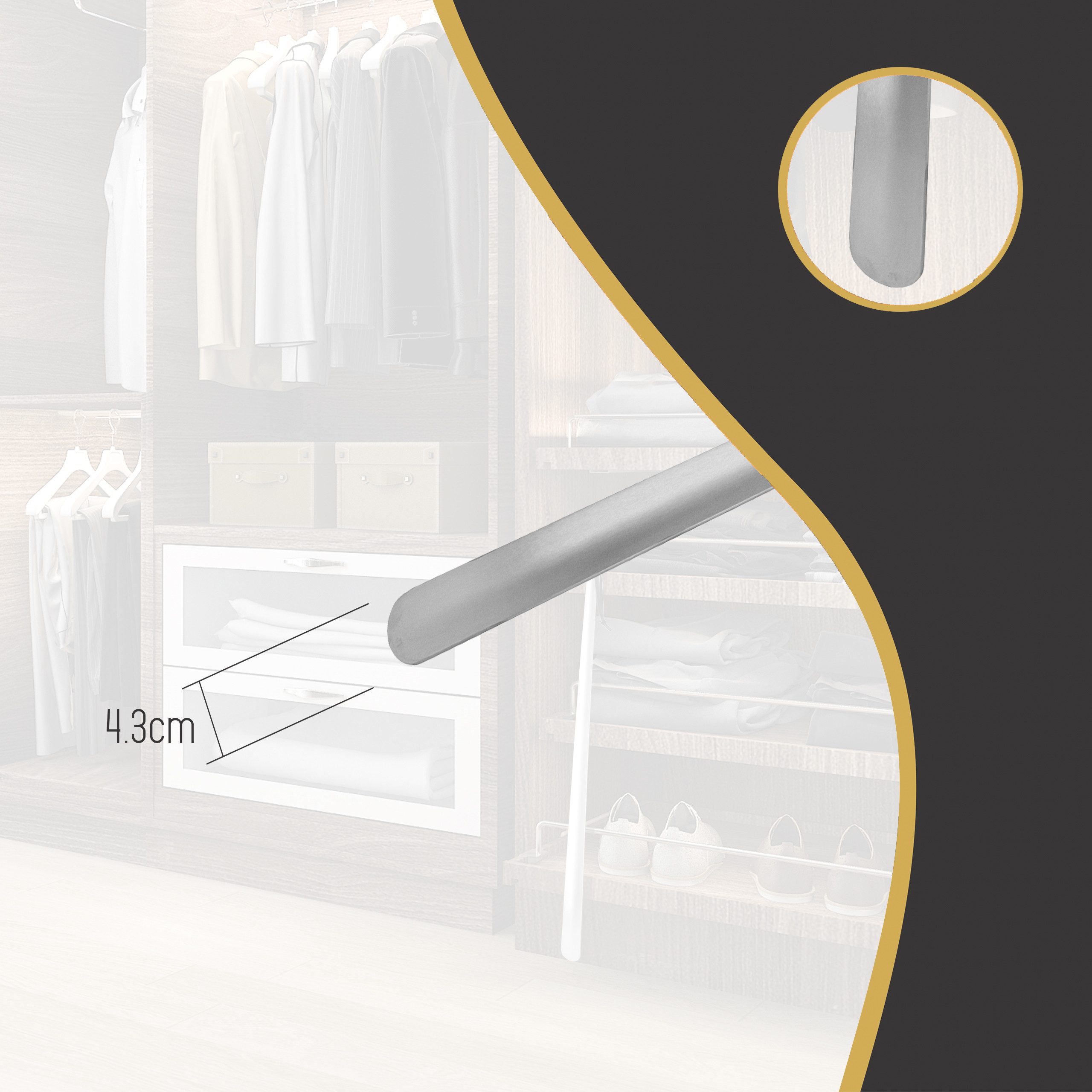 Lantelme Schuhlöffel 72 cm Schuhanzieher mit Lederband Schuhanziehilfe Xxl Lang Stabil, Edelstahl robust und sehr stabil