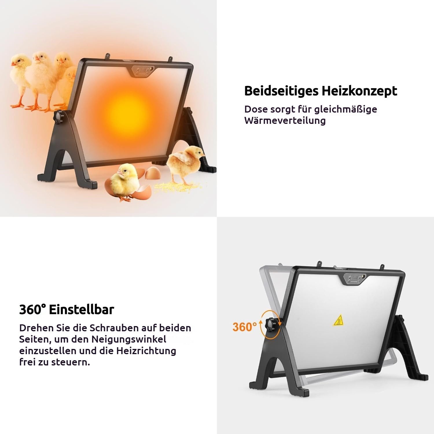 PRIISF Hühnerstall Hühnerstall Heizung Winter Wärmeplatte Küken Heizplatte Thermostat, 30-75℃ Doppelseitig Kükenwärmer 180W Temperatur Verstellbar Wärmelampe