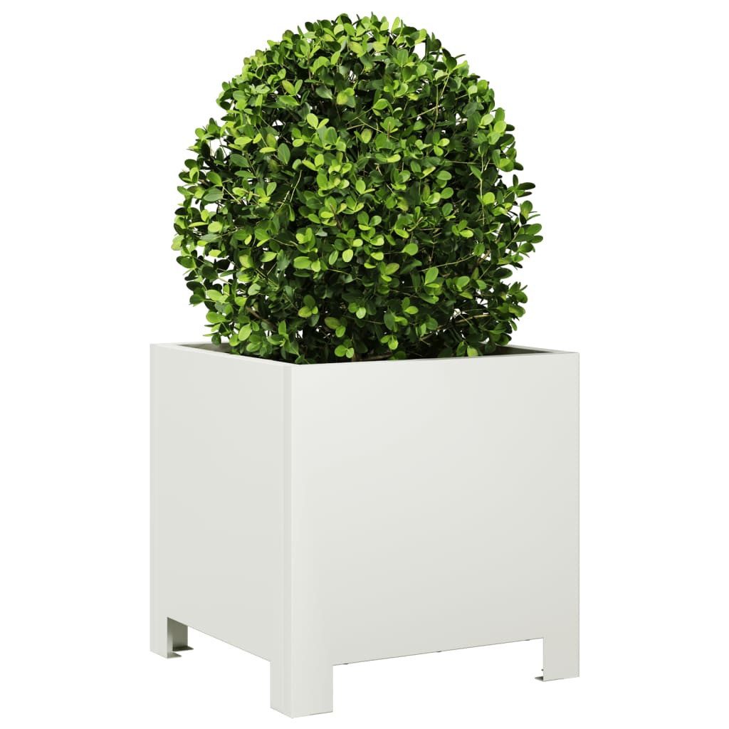 vidaXL Blumentopf Pflanzkübel Weiß 30x30x30 Stahl günstig online kaufen