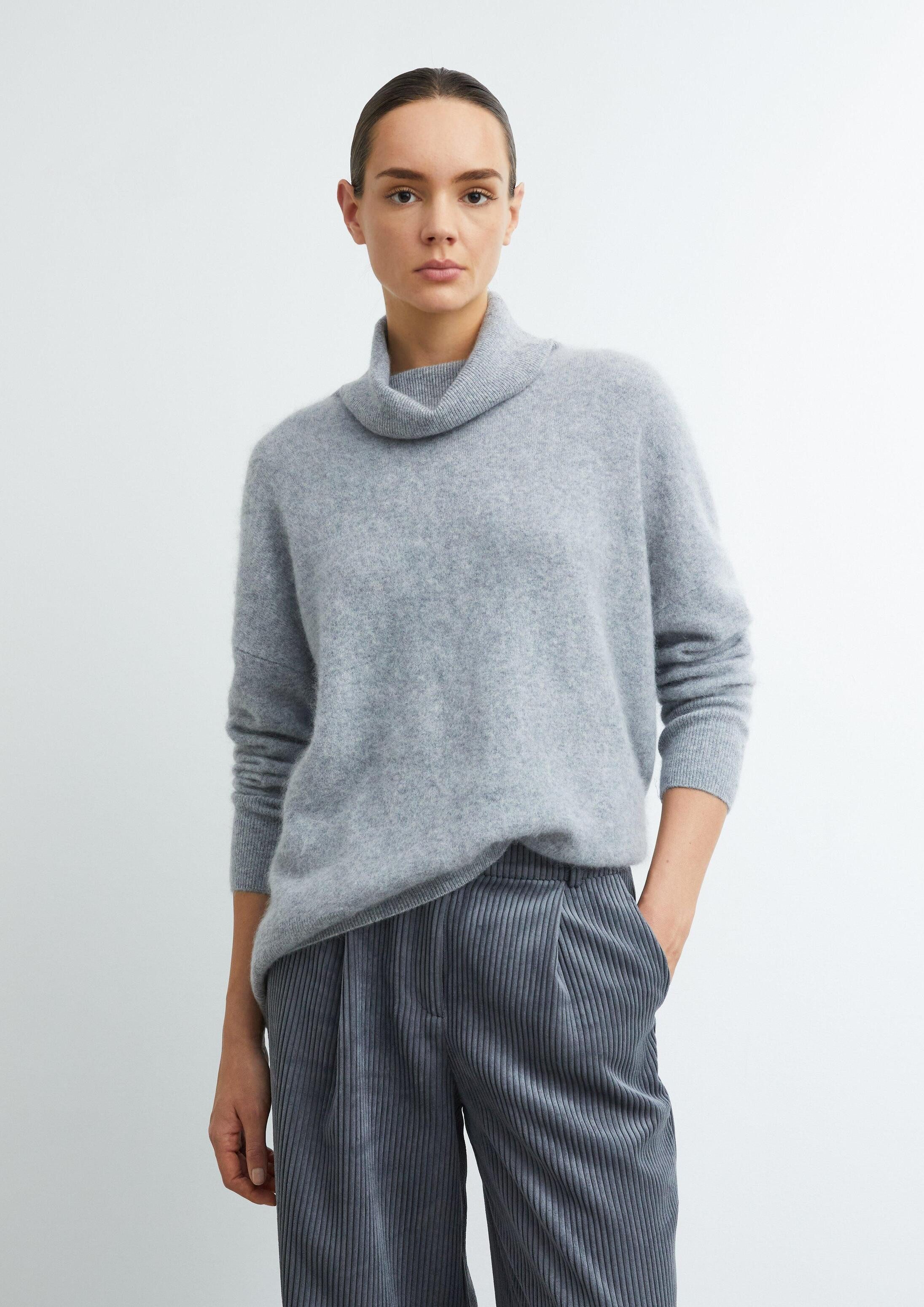 comma Longpullover Strickpullover Oversize-Strickpullover aus gebürsteter Wolle mit Rollkragen