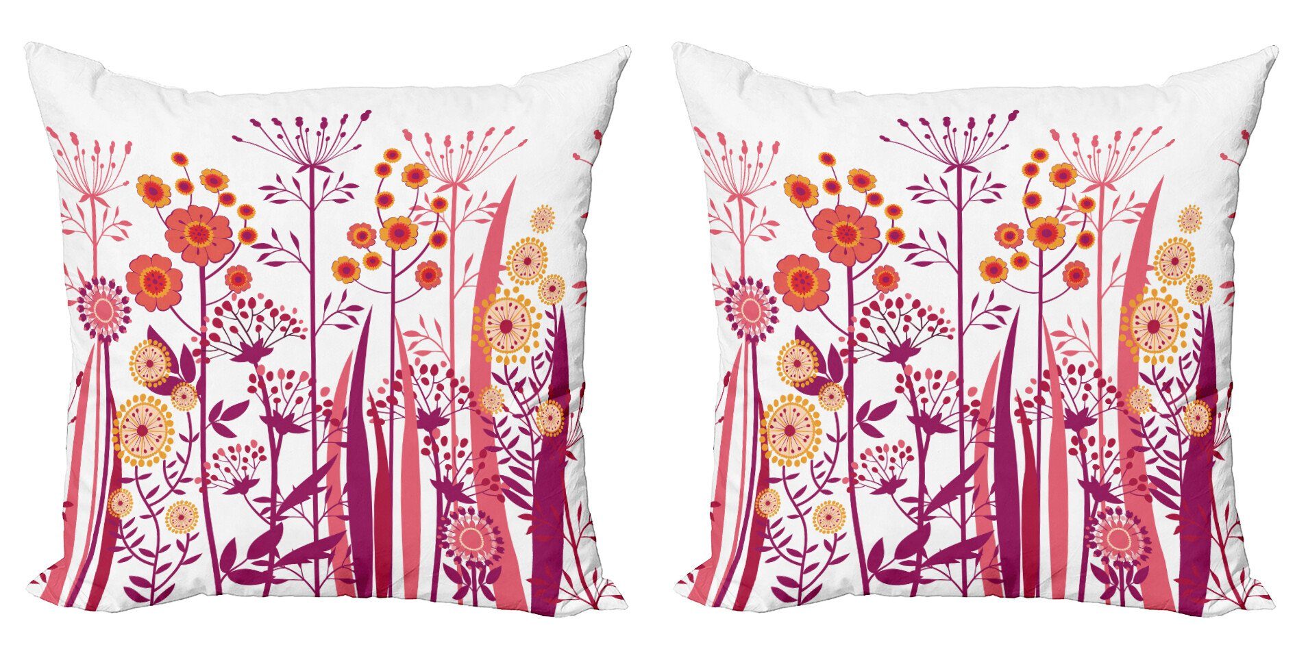 Kissenbezüge Modern Accent Doppelseitiger Digitaldruck, Abakuhaus (2 Stück), Blume Rosa Blumen-Blätter Knospen