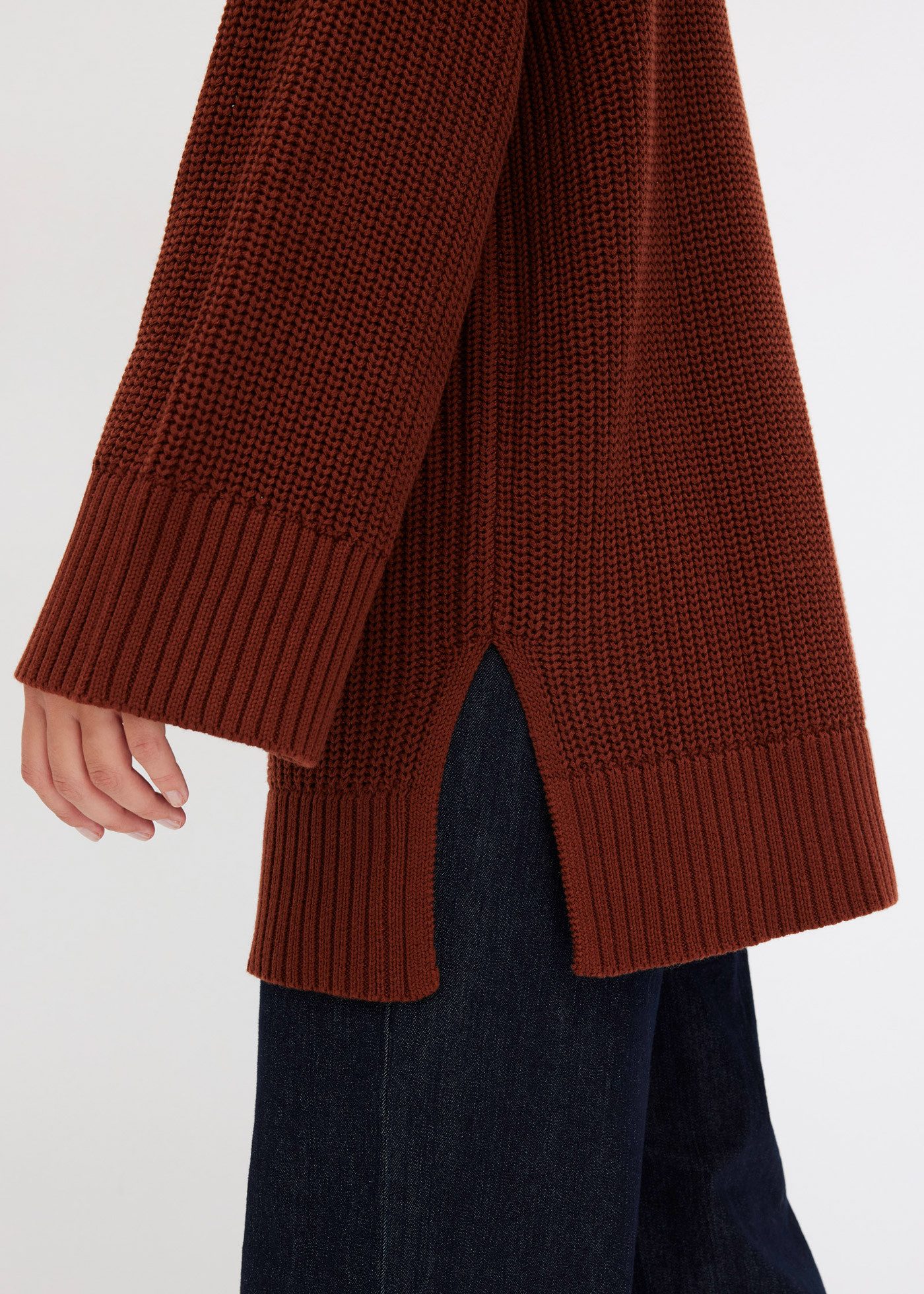 bonprix Rollkragenpullover aus Baumwoll-Mix, mit Rollkragen, mit Seitenschlitzen