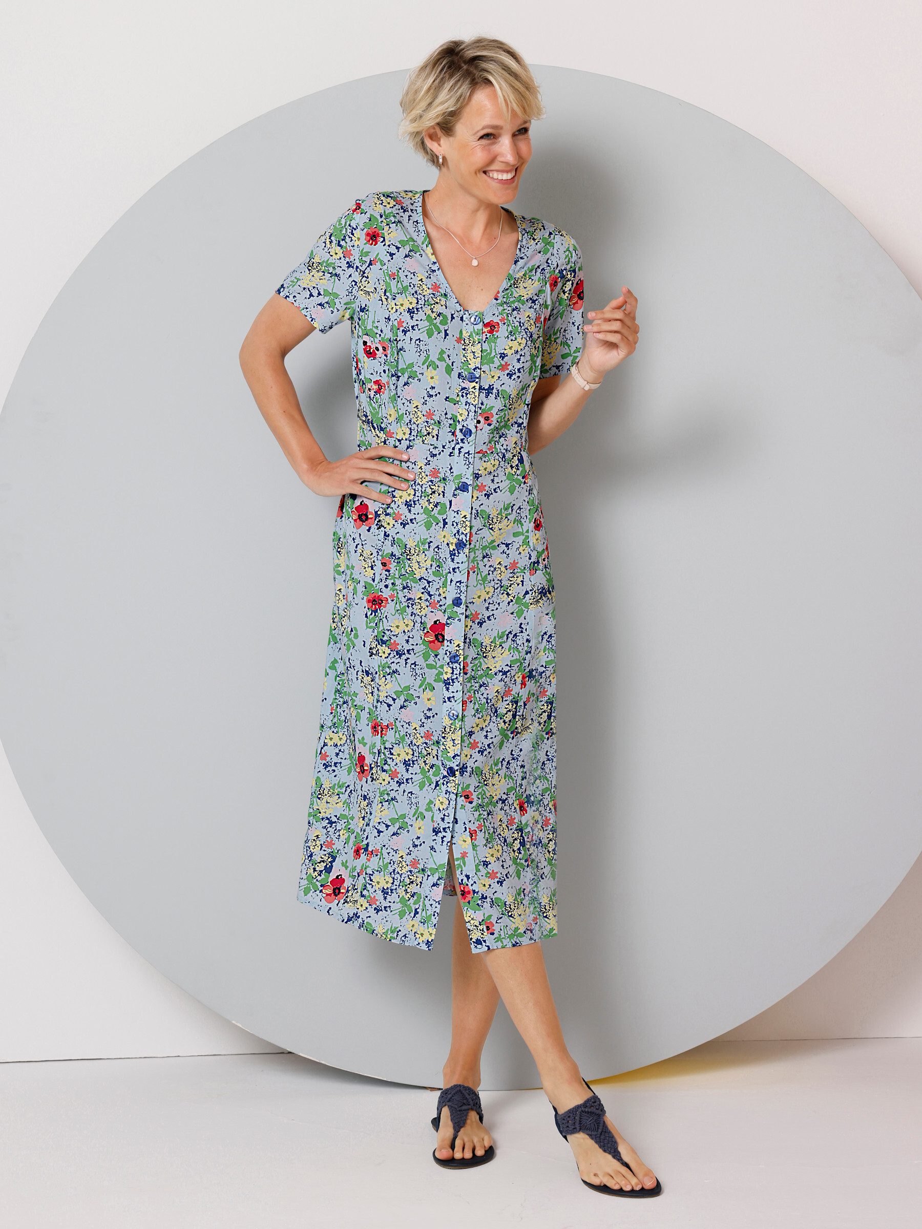 Sieh an! Etuikleid Viskose-Kleid Kurzarm