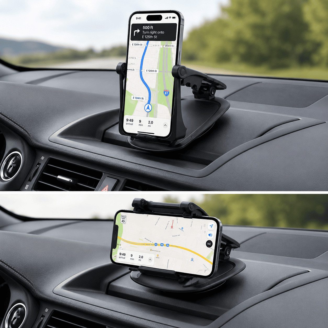 MidGard Smartphone-Halterung Cockpit Handyhalterung Armaturenbrett Autohalterung Smartphones Navi, (bis 6.5 Zoll, rutschfest ohne Saugnapf, drehbar um 360 Grad)