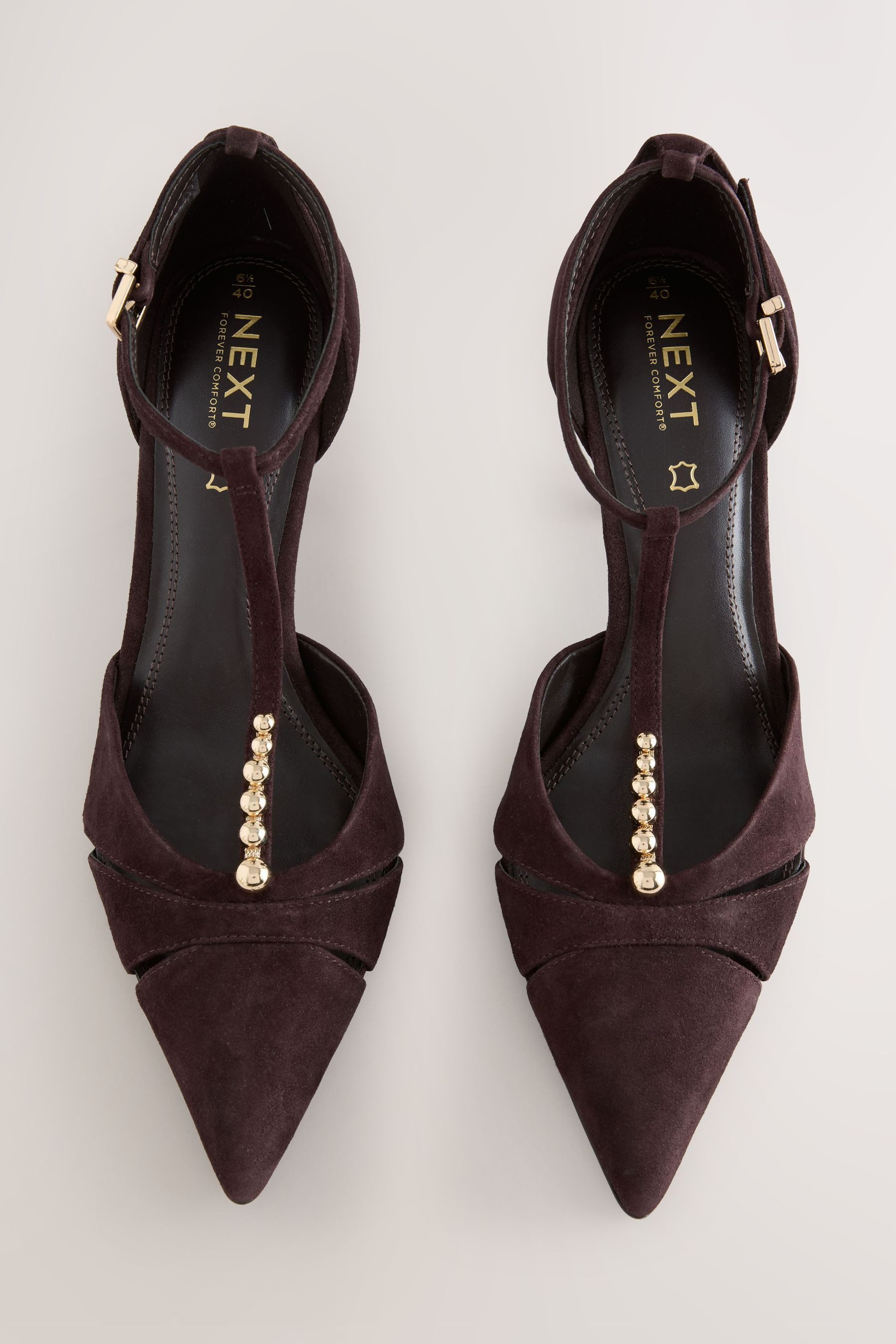 Next Forever Comfort® verzierte Leder-Heels mit T-Steg T-Strap-Sandalette (1-tlg)