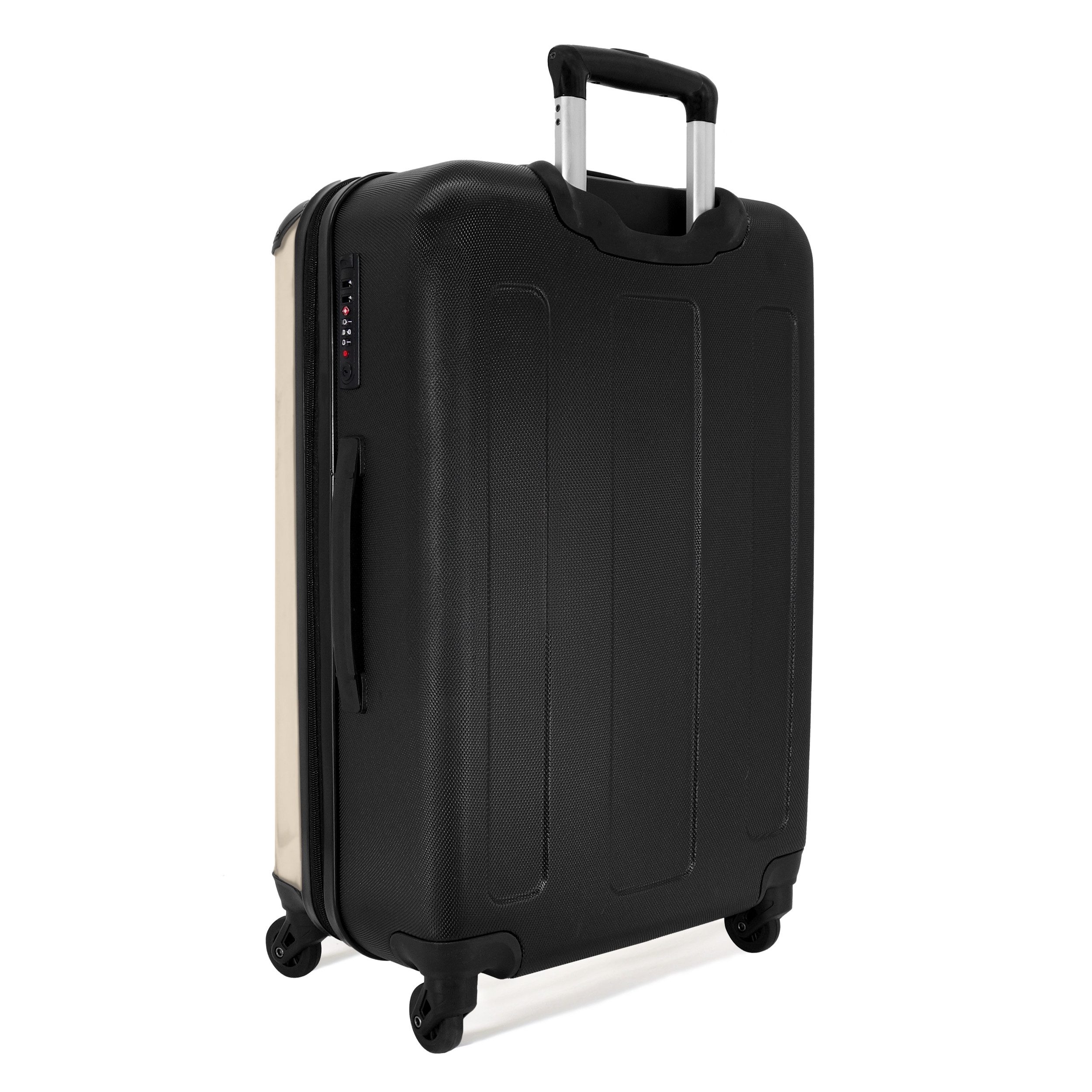 NoBoringSuitcases.com© Kinderkoffer mit leuchtende Räder - Kätzchen in Beige und Weiß 67 cm - 72 L, 4 Rollen, Mittelgroßer Reisetasche mit Rollen für 20kg, Kinderkoffer