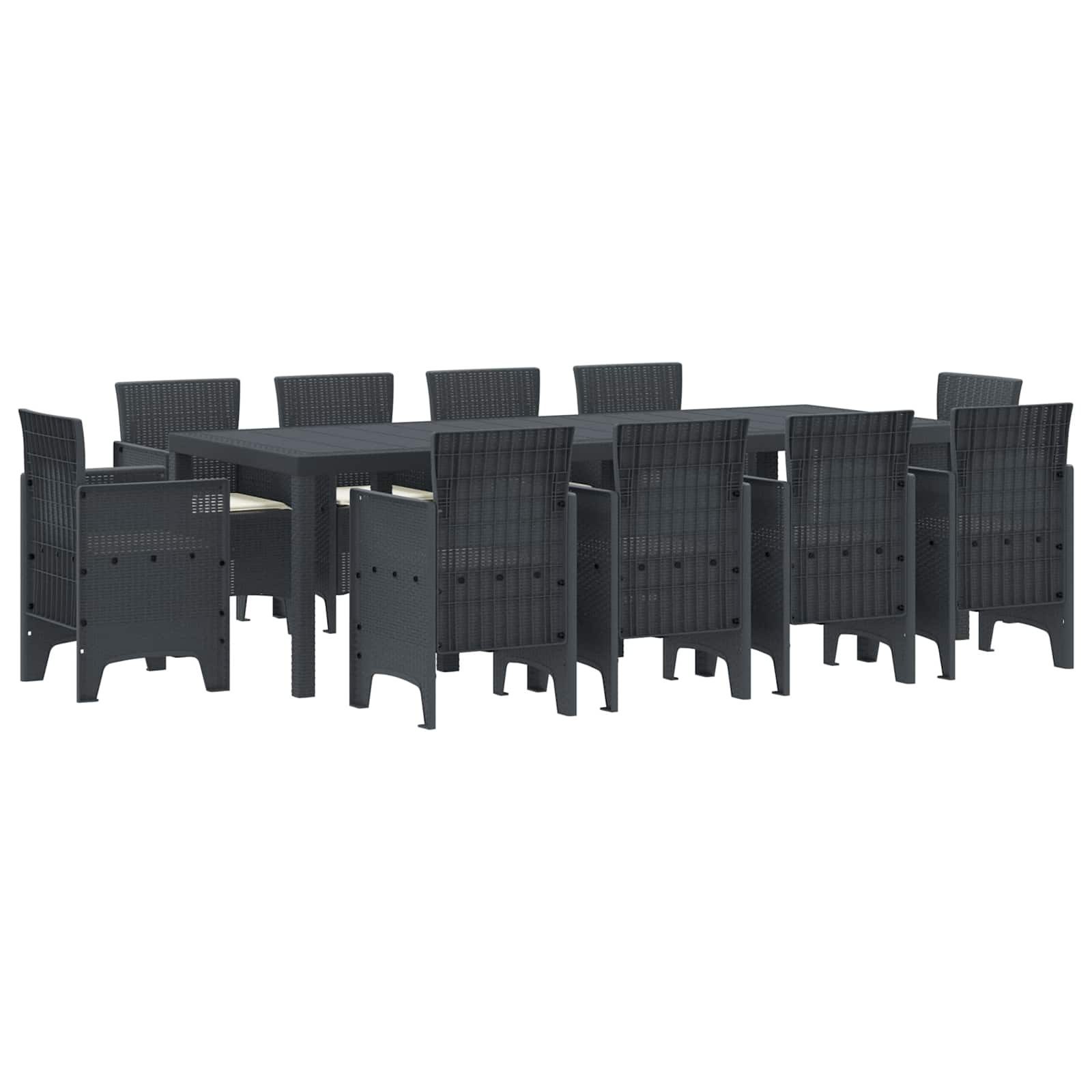 vidaXL Gartenlounge-Set Garten Essgruppe 11 stk. Anthrazit Polypropylen, (11-tlg)