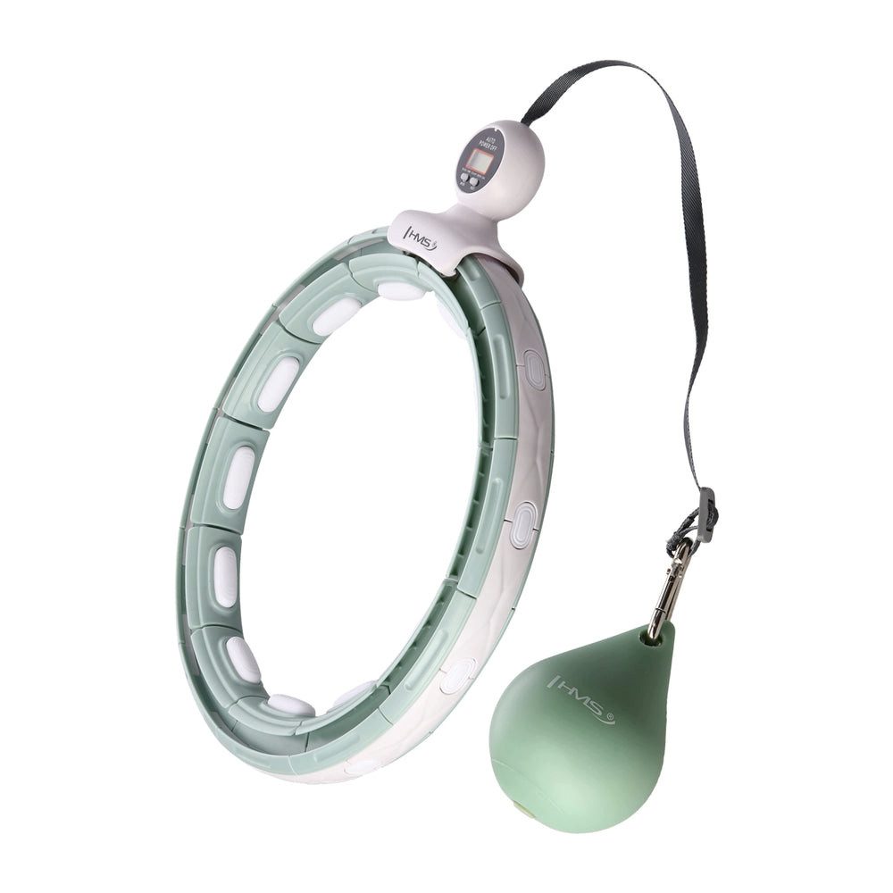 HMS Hula-Hoop-Reifen Fitnessreifen Massagereifen Bauchtrainer (Spar-Set, 1-tlg., 34-44 cm verstellbar), Magnete, Schwerkraftball 400 g, LCD-Zähler, verstellbar