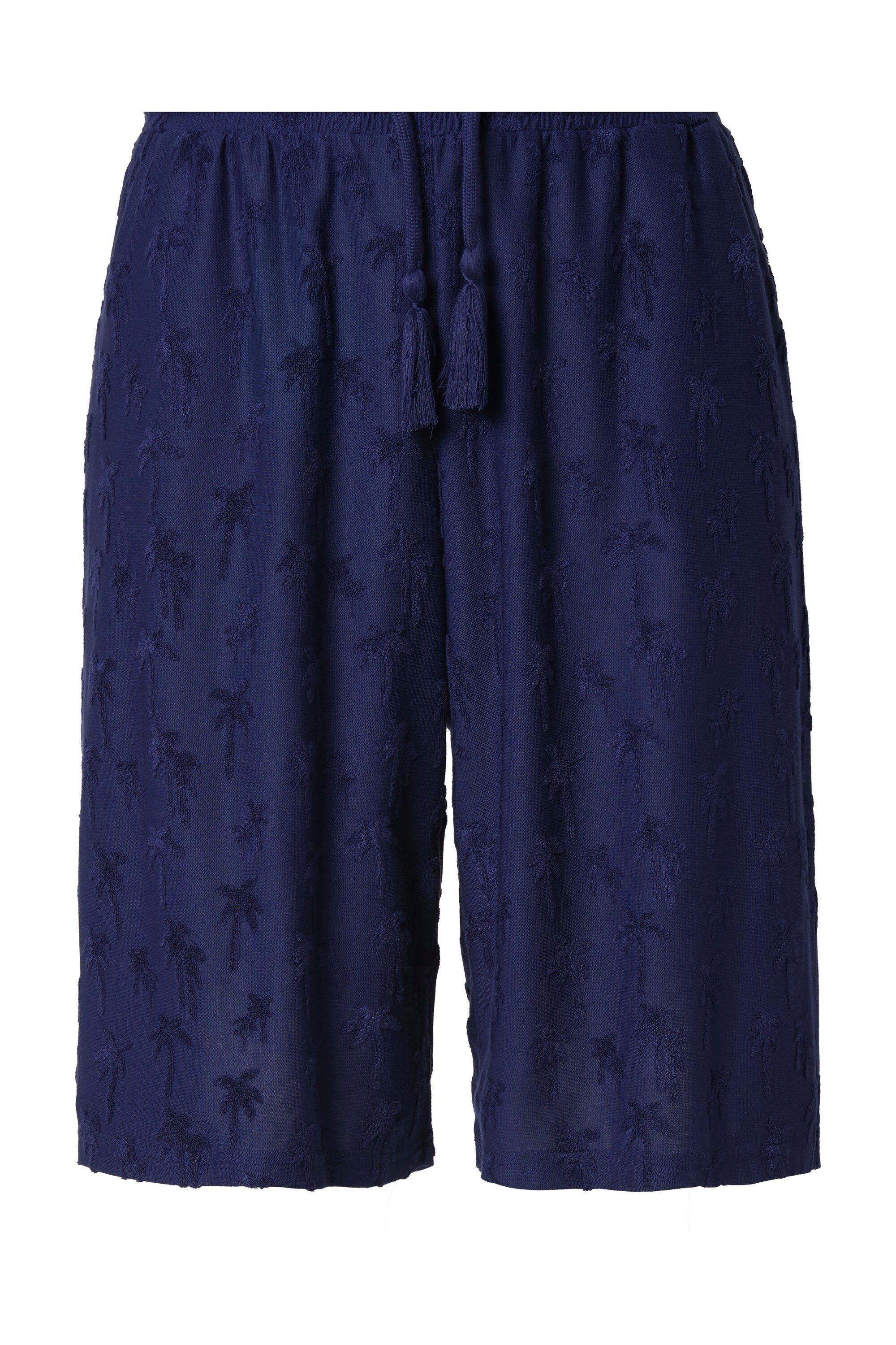 Ulla Popken Jeansshorts Shorts Mary Frottee-Palmen weites Bein Elastikbund günstig online kaufen