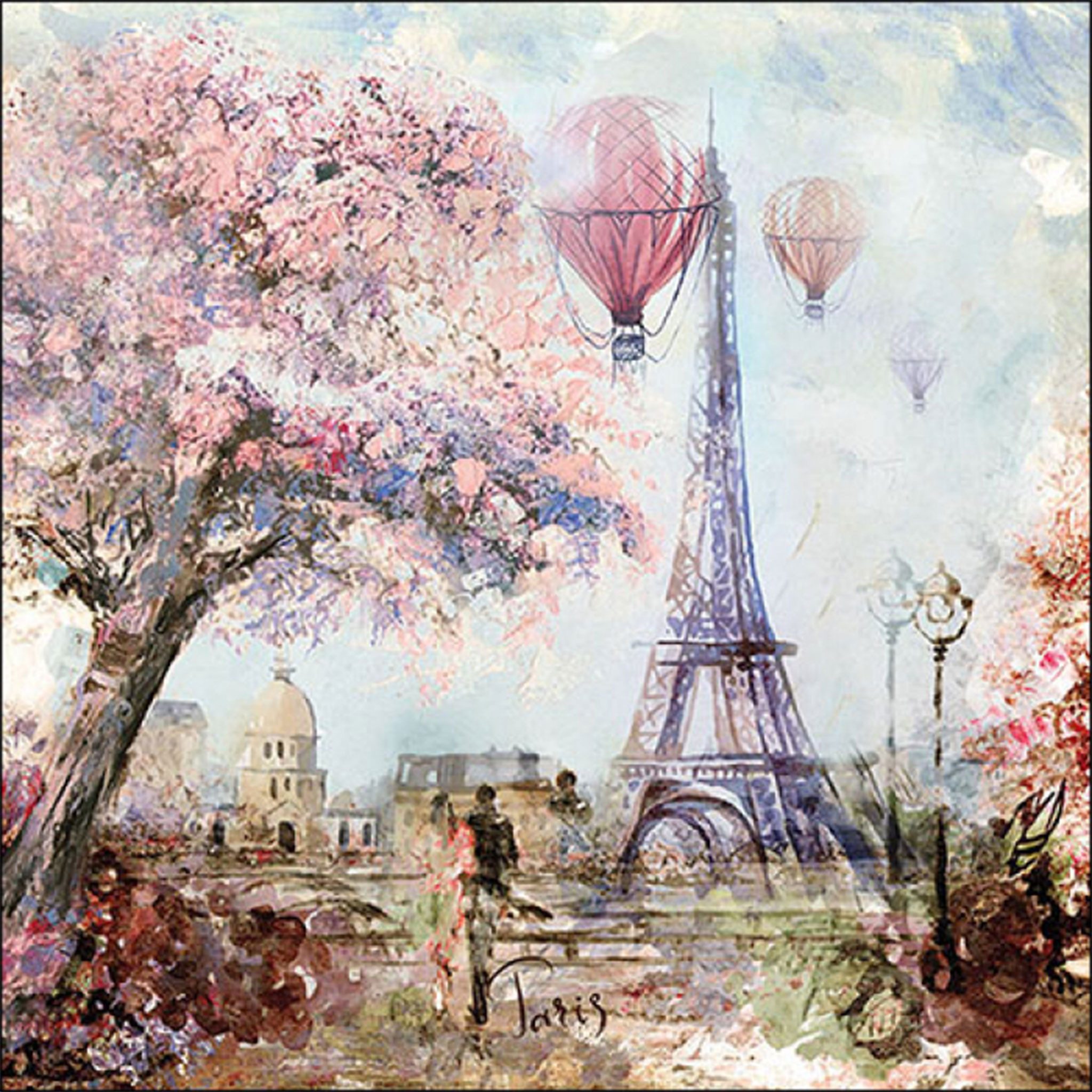 Ambiente Luxury Paper Products Papierserviette, Салфетки Papier 33x33cm 3-lagig mit Eiffelturm Motiv 20 Stück
