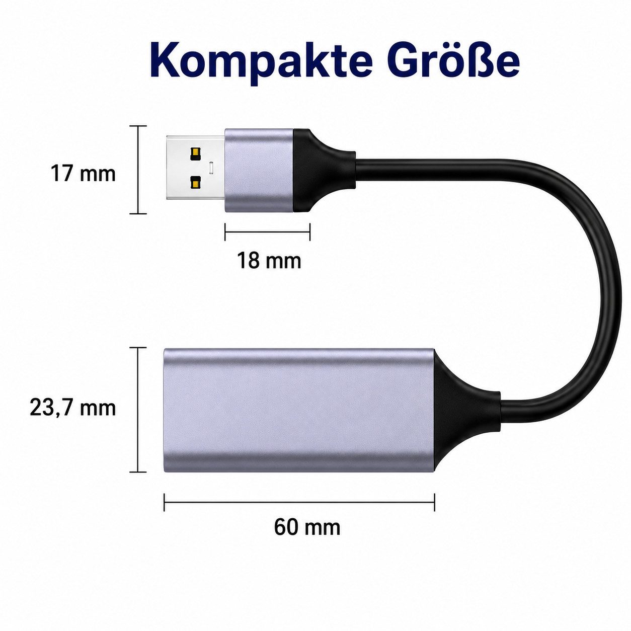 XEOOCE Netzwerkadapter, USB 3.0, Gigabit-Ethernet, 1 Stück Netzwerk-Adapter DVI-D zu USB Typ A