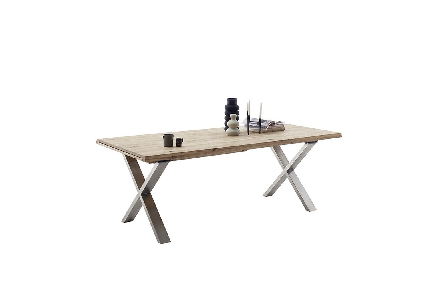 freiraum Tischgestell BROOKLYN (2er Set), (2er Set) X-Form in Edelstahl silber - 78x68x15 (BxHxT)