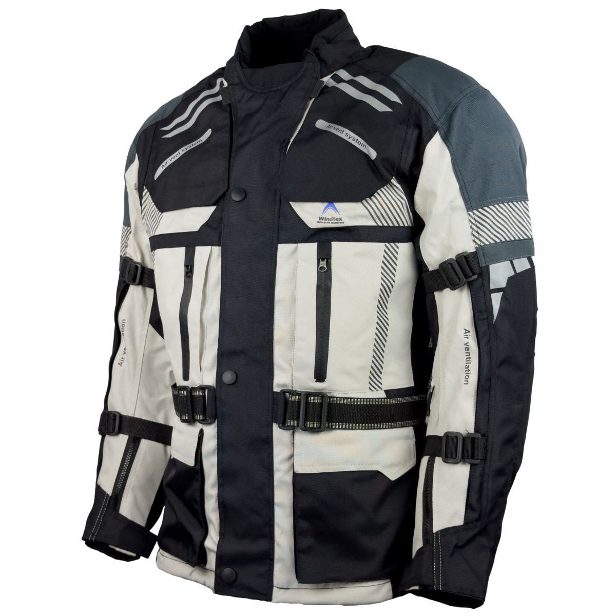 roleff Motorradjacke RO775 Beige-Schwarz-Grau, wasserdicht, atmungsaktiv & mit Protektoren in verschiedenen Farben erhältlich