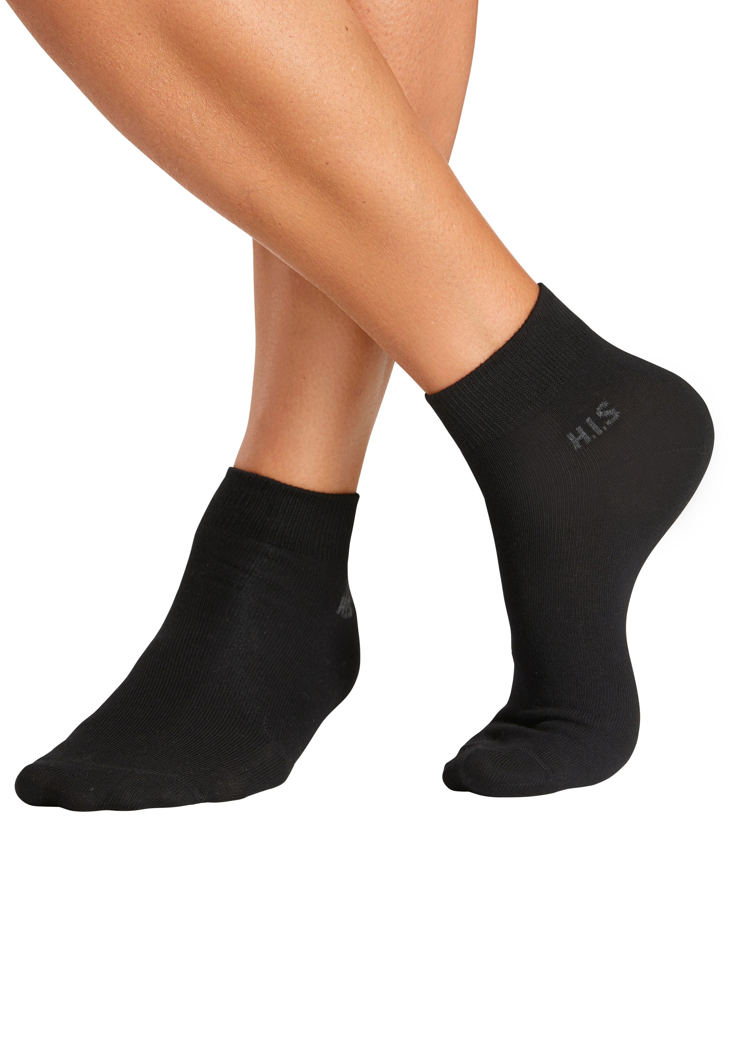 H.I.S Kurzsocken Kurzschaft Socken Herren, zum einfachen Sortieren (Packung, 10-Paar, Quarter socken bis Gr. 48) mit farbigem Innenbund