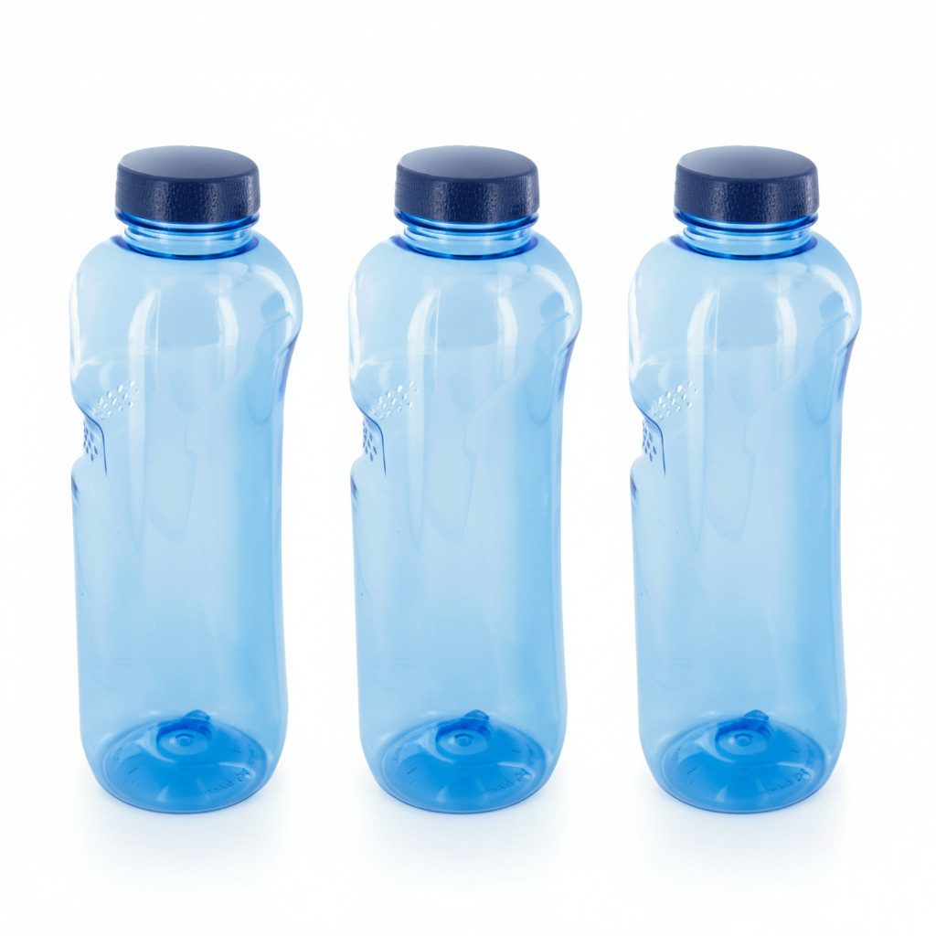 Greiner Trinkflasche, 3 x aus Tritan 0,75 Liter, geschmacksneutral ohne Weichmacher & BPA