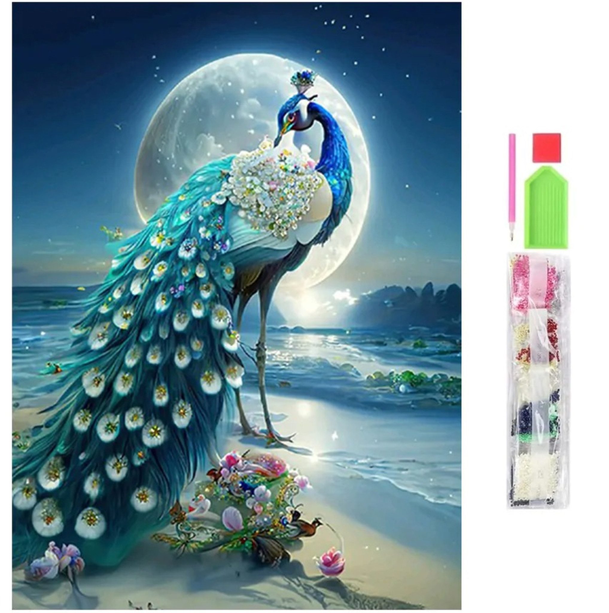 LA CUTE Malen nach Zahlen 5d Diamant Mosaik Stickerei 5D Pfau 30x40cm. (DIY günstig online kaufen