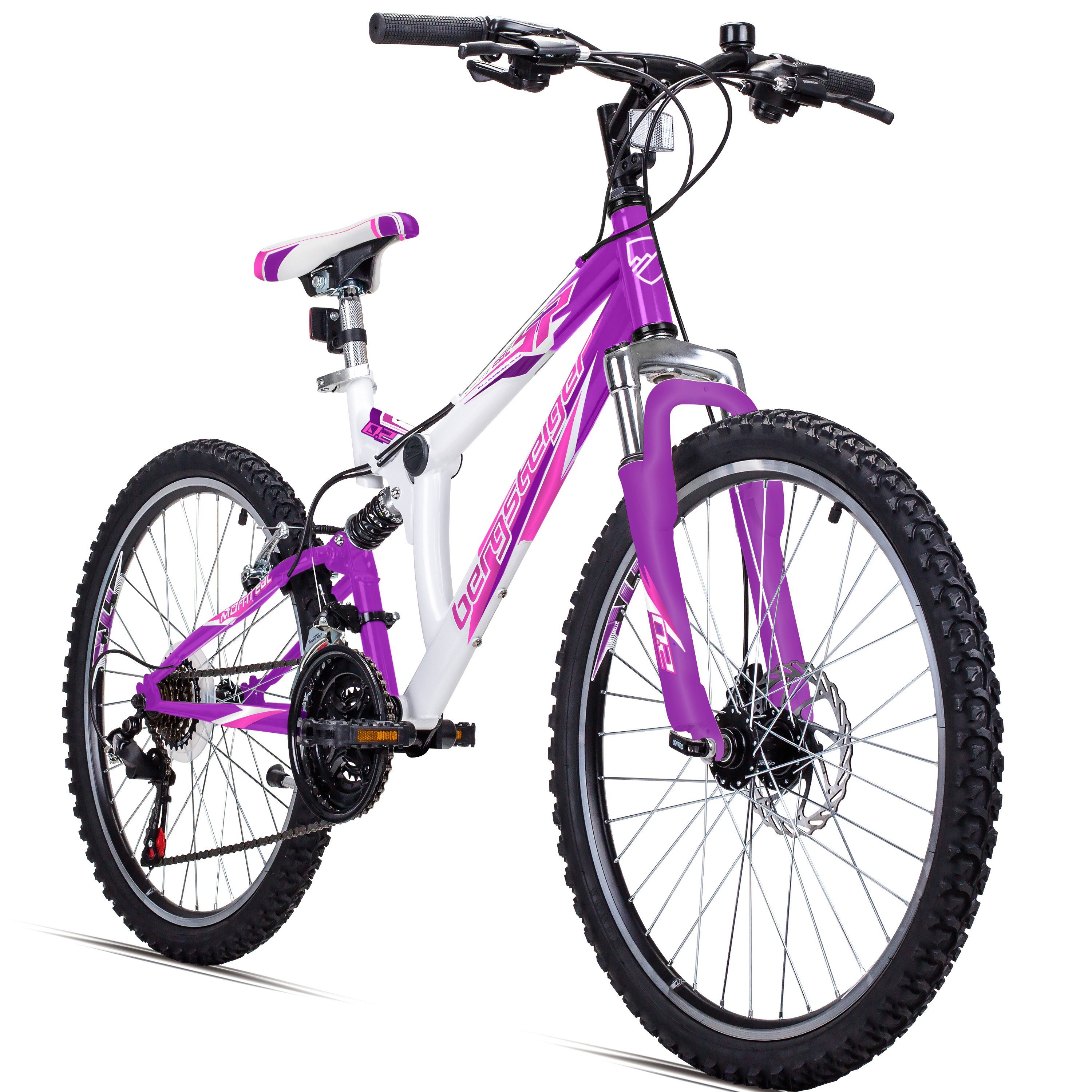 bergsteiger Mountainbike Montreal 20, 24 Zoll Kinderfahrrad, 6 - 13 Jahre, Mädchen, Jungen, 18 Gang Shimano Tourney RD-TZ50 Schaltwerk, Kettenschaltung, Scheibenbremse, V-Brake